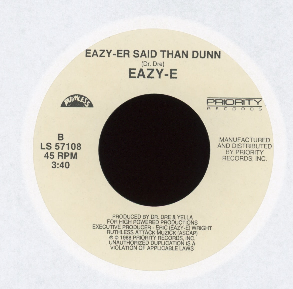 Eazy-E - We Want Eazy on Ruthless With Picture Sleeve