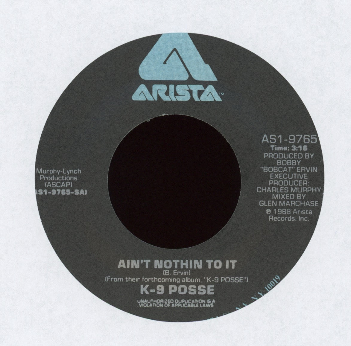 K-9 Posse - Ain't Nothin To It on Arista With Picture Sleeve