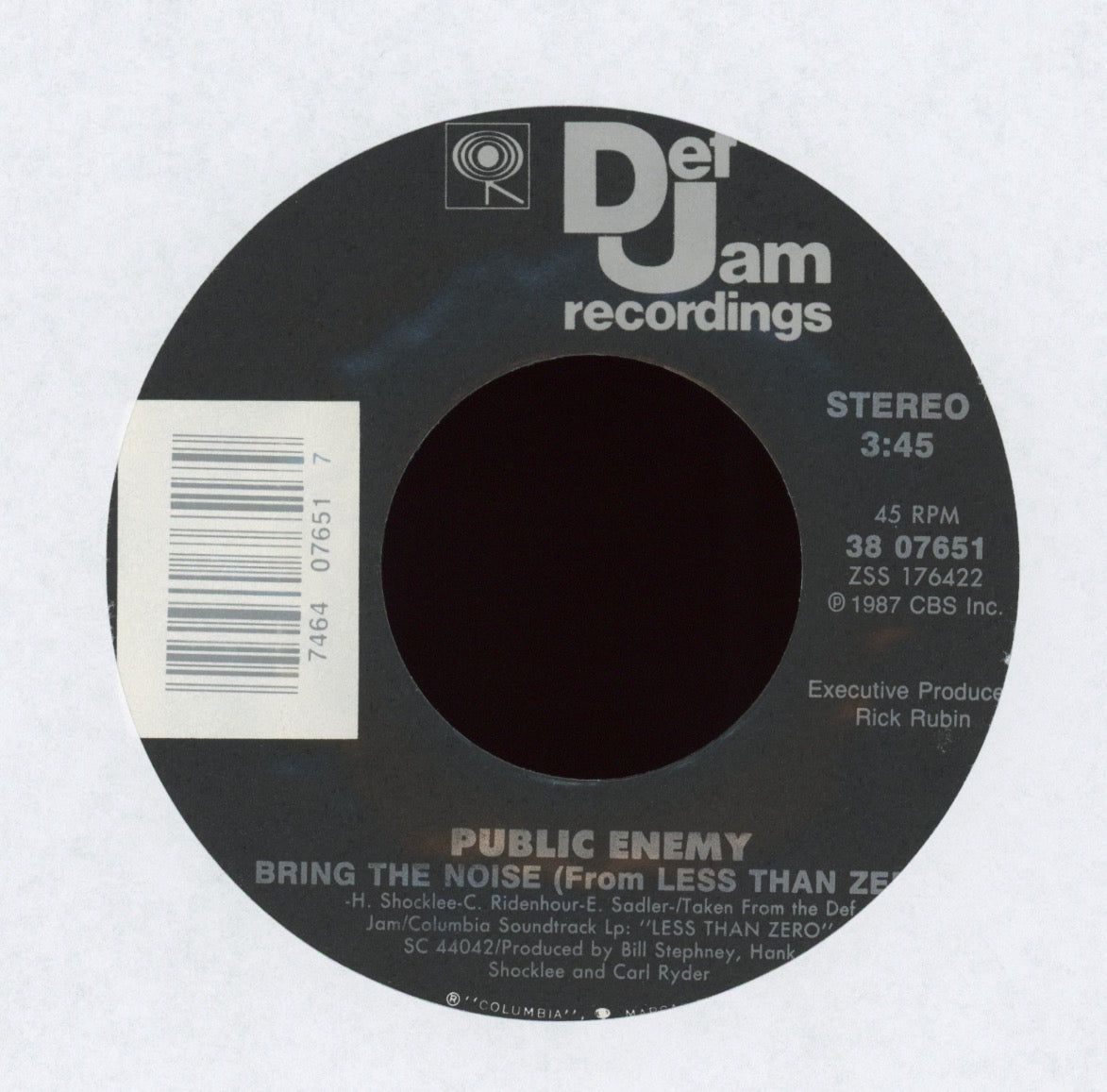 Public Enemy - Bring the Noise on Def Jam With Picture Sleeve