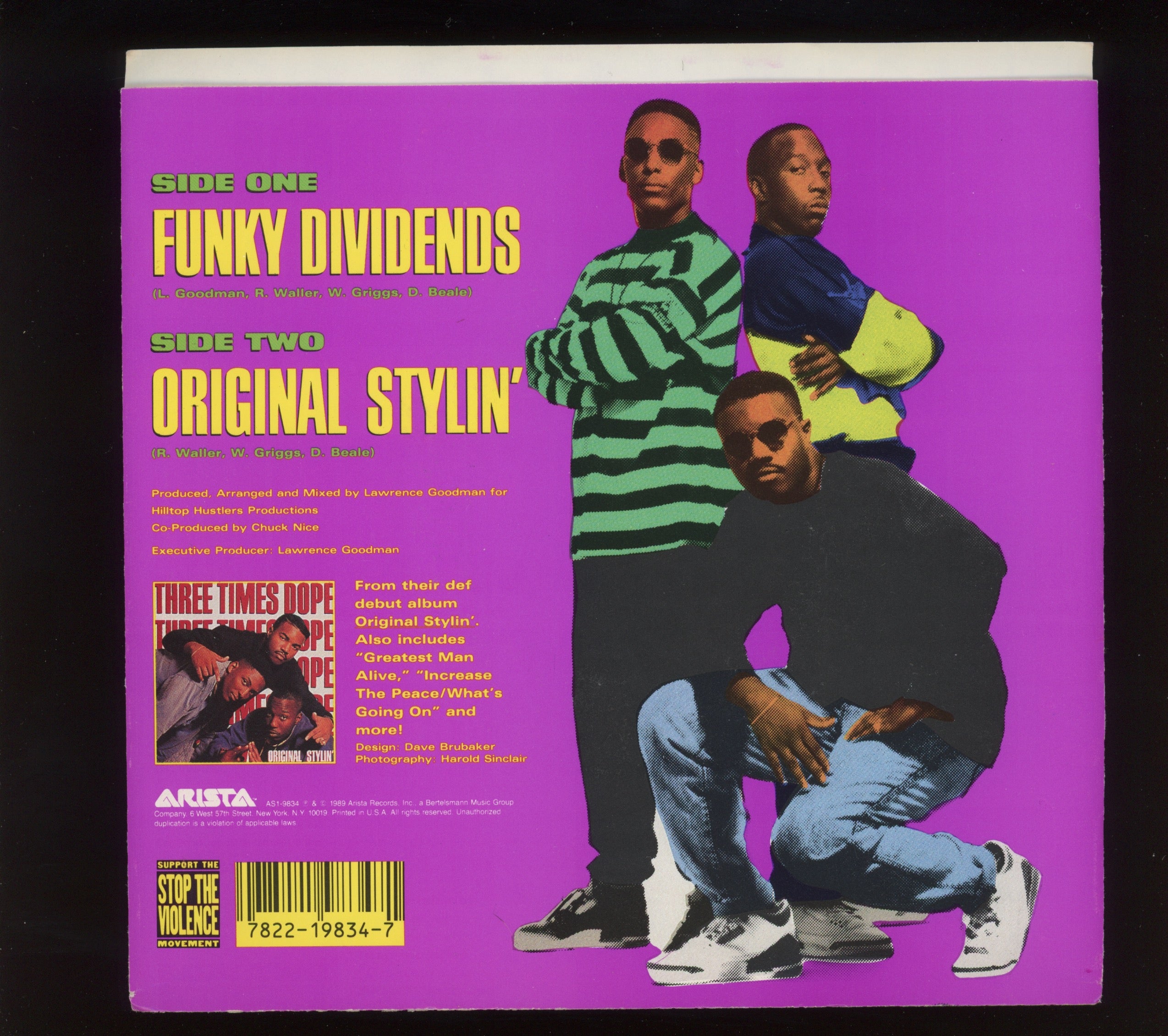 Three Times Dope - Funky Dividends on Arista With Picture Sleeve
