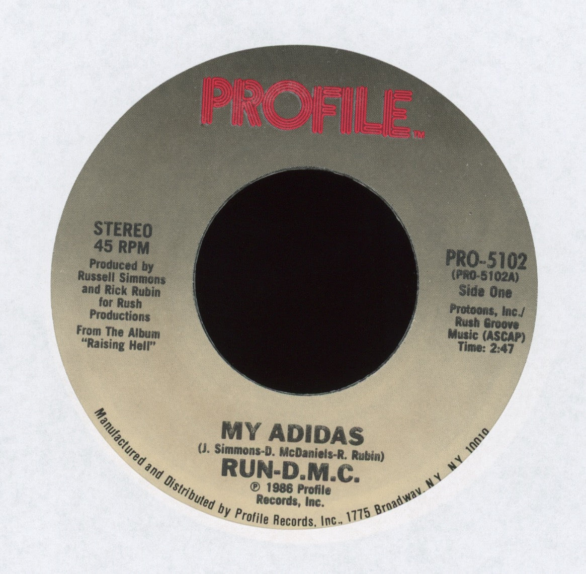 Run-DMC - My Adidas on Profile With Picture Sleeve