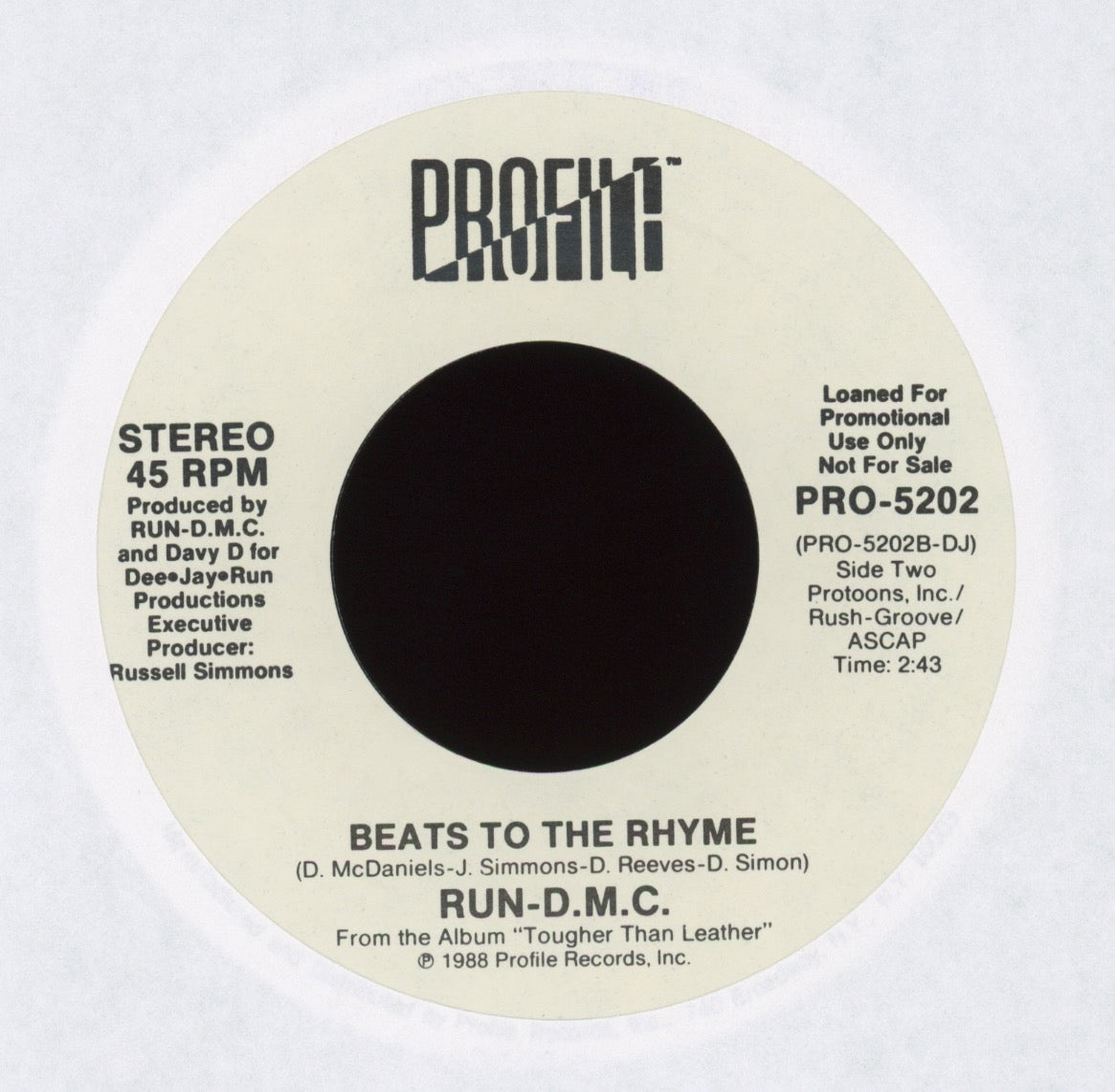 Run-DMC - Run's House on Profile Promo With Picture Sleeve