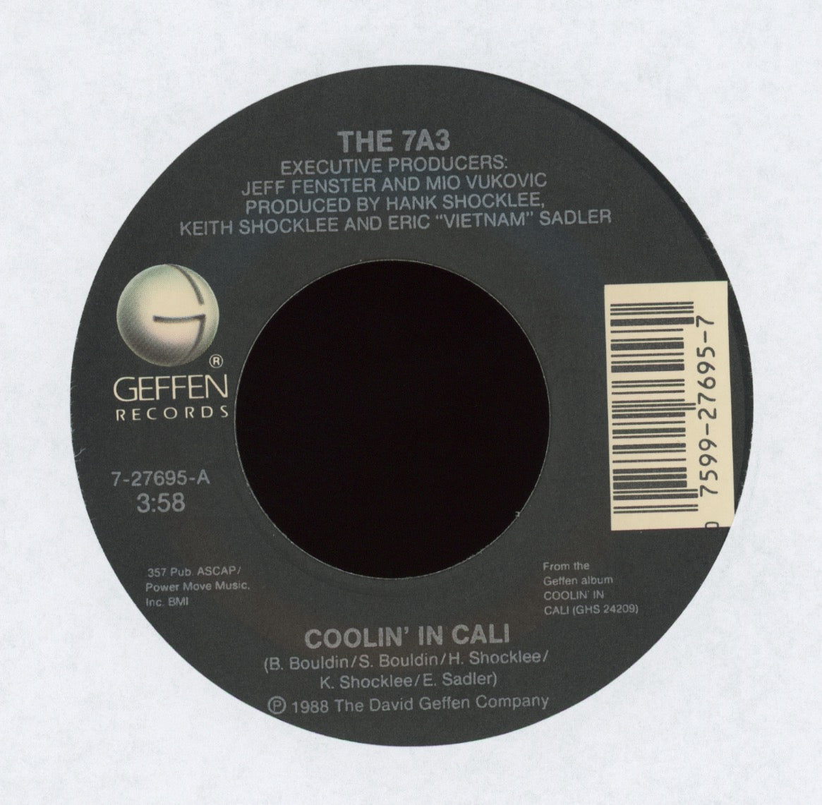 7A3 - Coolin' In Cali on Geffen With Picture Sleeve