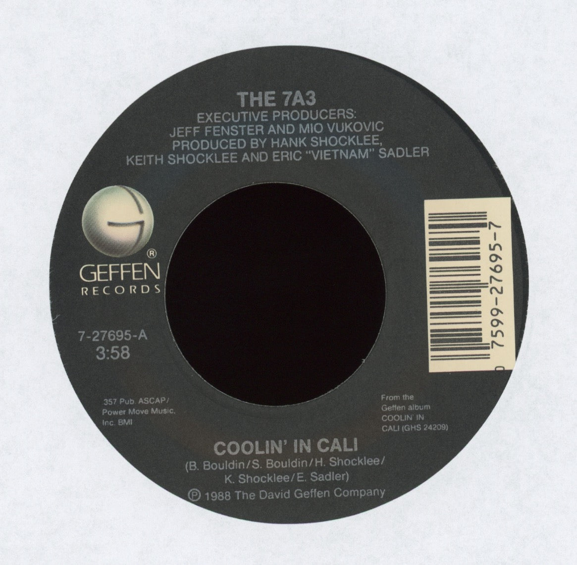 7A3 - Coolin' In Cali on Geffen With Picture Sleeve