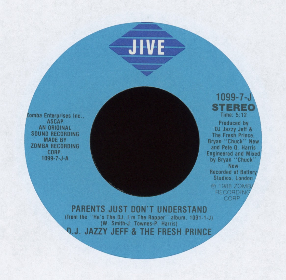 DJ Jazzy Jeff & The Fresh Prince - Parents Just Don't Understand on Jive With Picture Sleeve