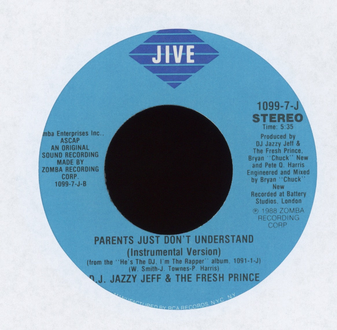 DJ Jazzy Jeff & The Fresh Prince - Parents Just Don't Understand on Jive With Picture Sleeve