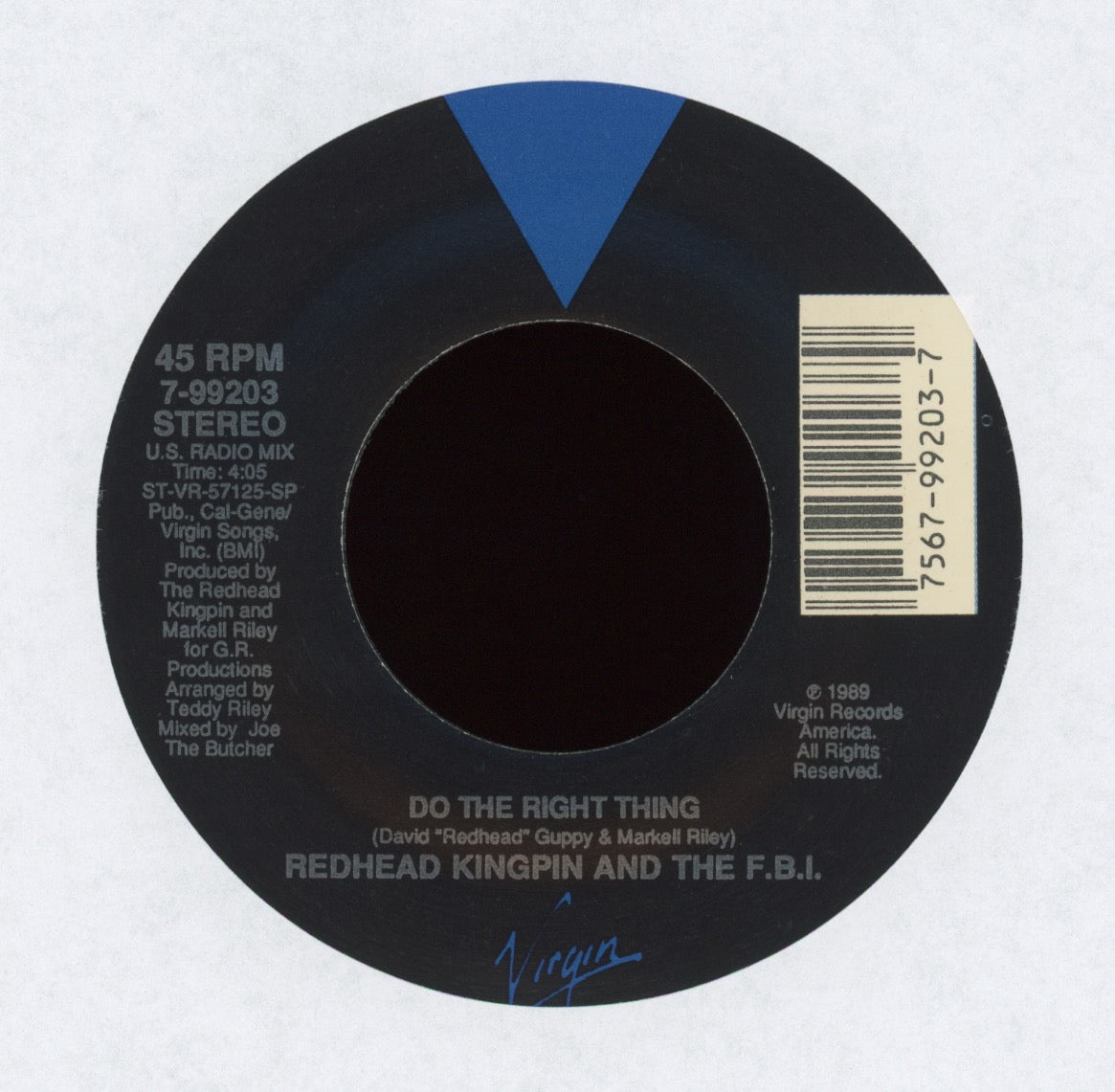 Redhead Kingpin And The FBI - Do The Right Thing on Virgin With Picture Sleeve