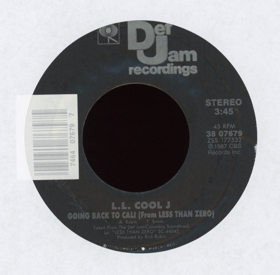 LL Cool J - Going Back To Cali on Def Jam With Picture Sleeve