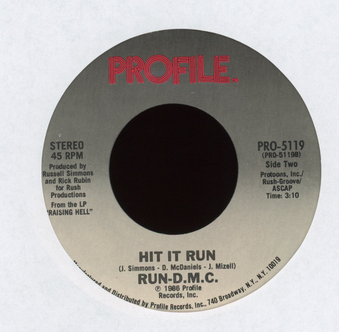 Run-DMC - You Be Illin' on Profile With Picture Sleeve