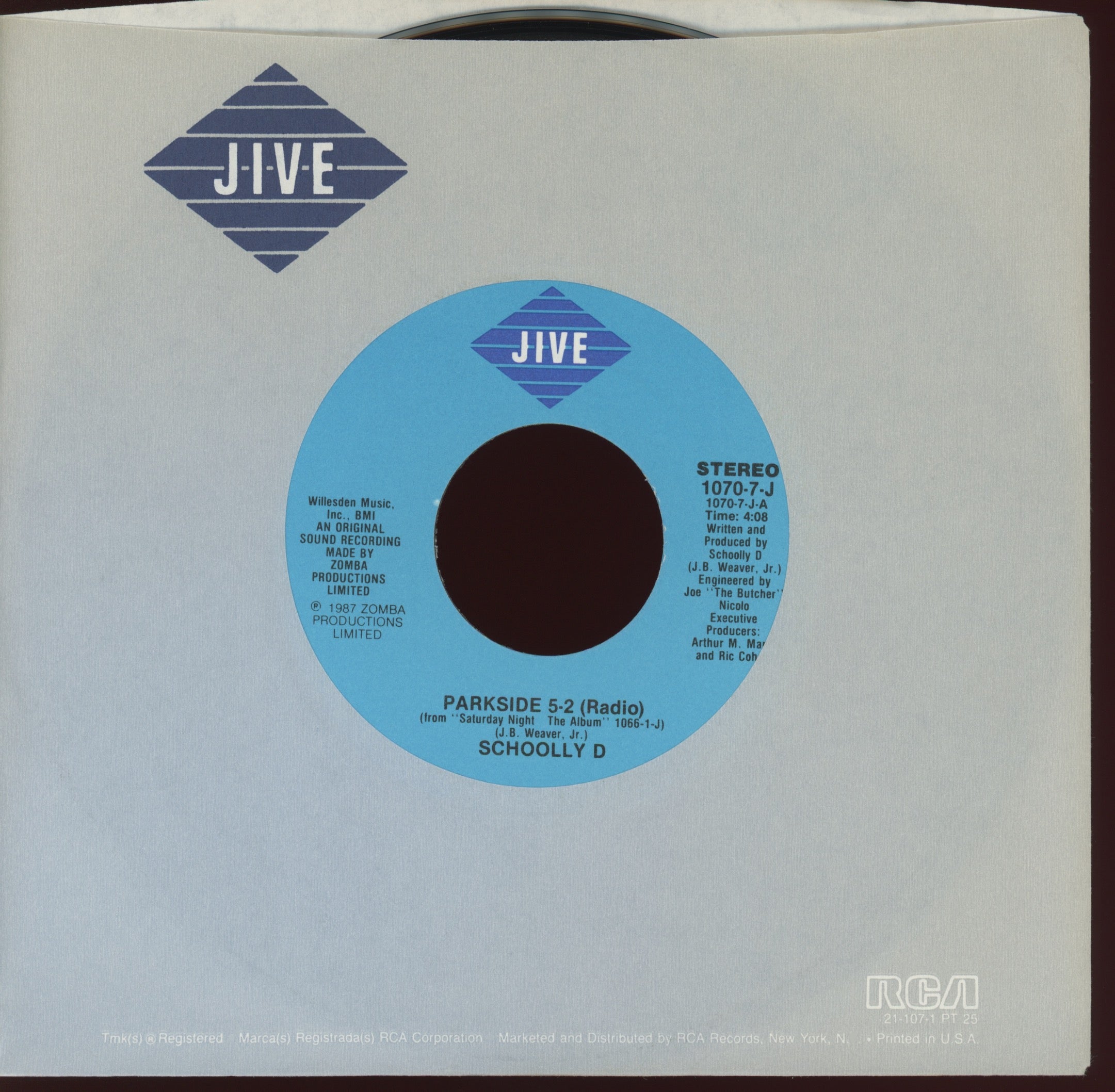 Schoolly D - Parkside 5-2 / Saturday Night on Jive