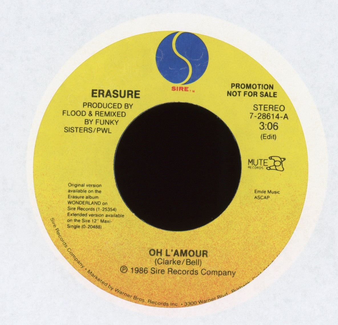 Erasure - Oh L'Amour on Sire Promo