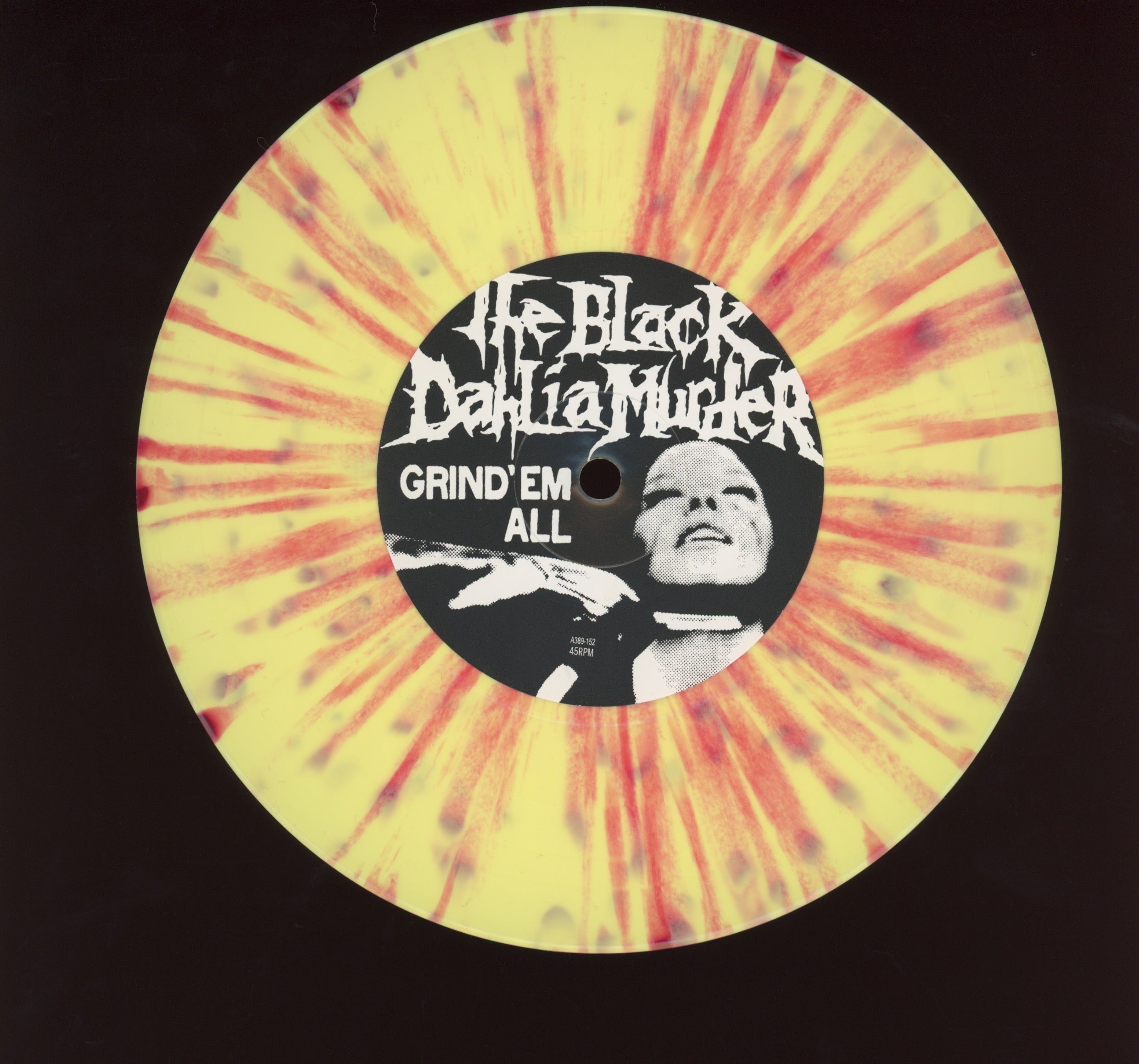 The Black Dahlia Murder - Grind 'Em All on A389 Single Sided Etched Yellow With Red Bloodspatter 7"