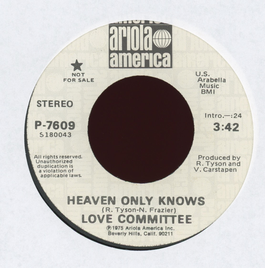 Love Committee - Heaven Only Knows on Ariola America Promo