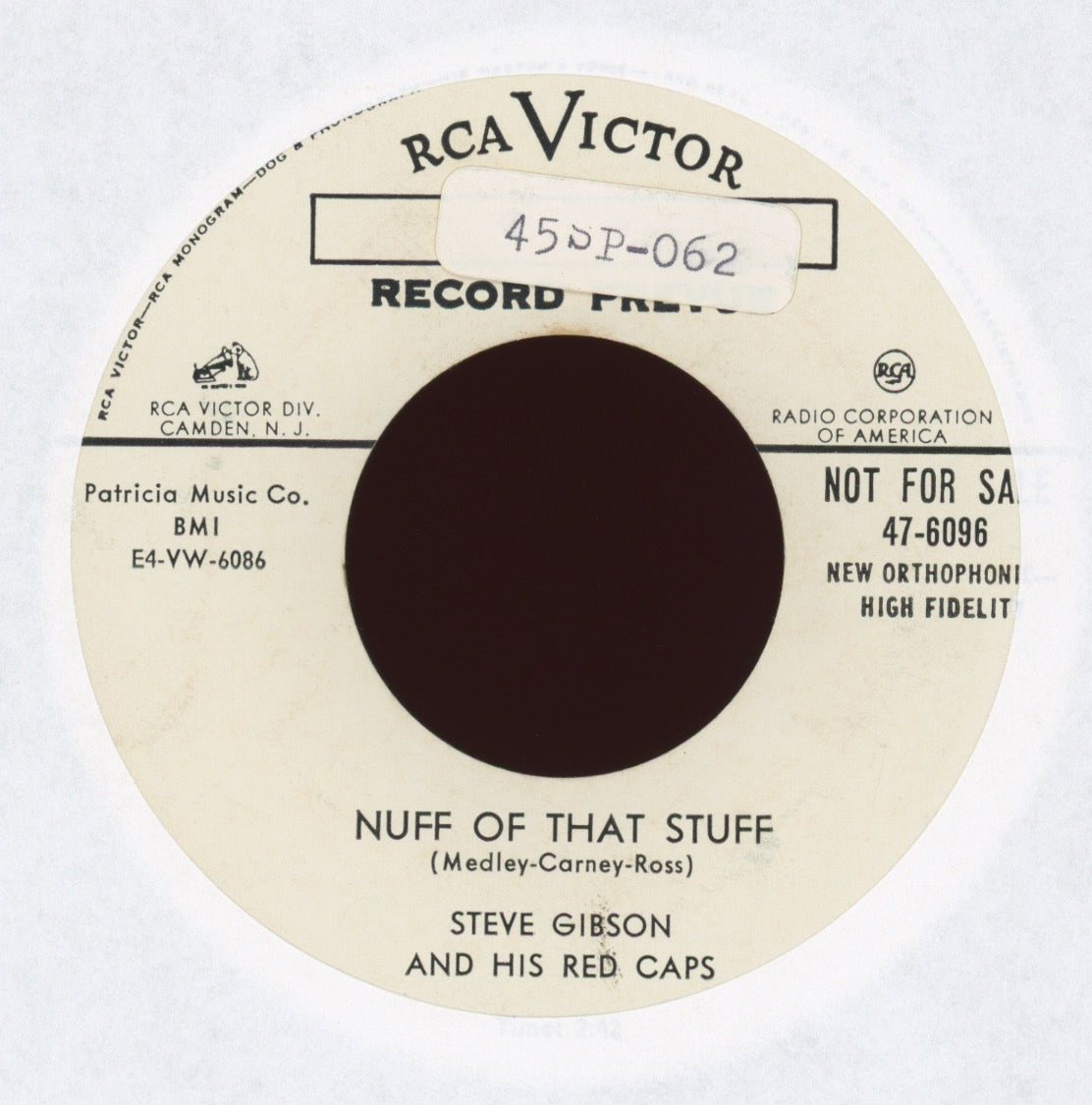 Steve Gibson And The Red Caps - Nuff Of That Stuff on RCA Promo