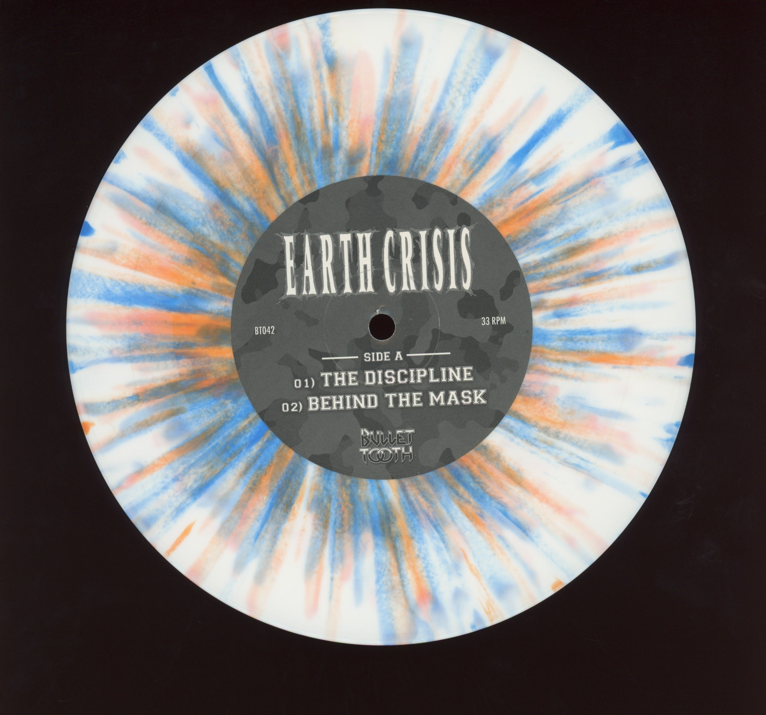 Earth Crisis - The Discipline on Bullet Tooth White Orange and Blue Splatter 7"