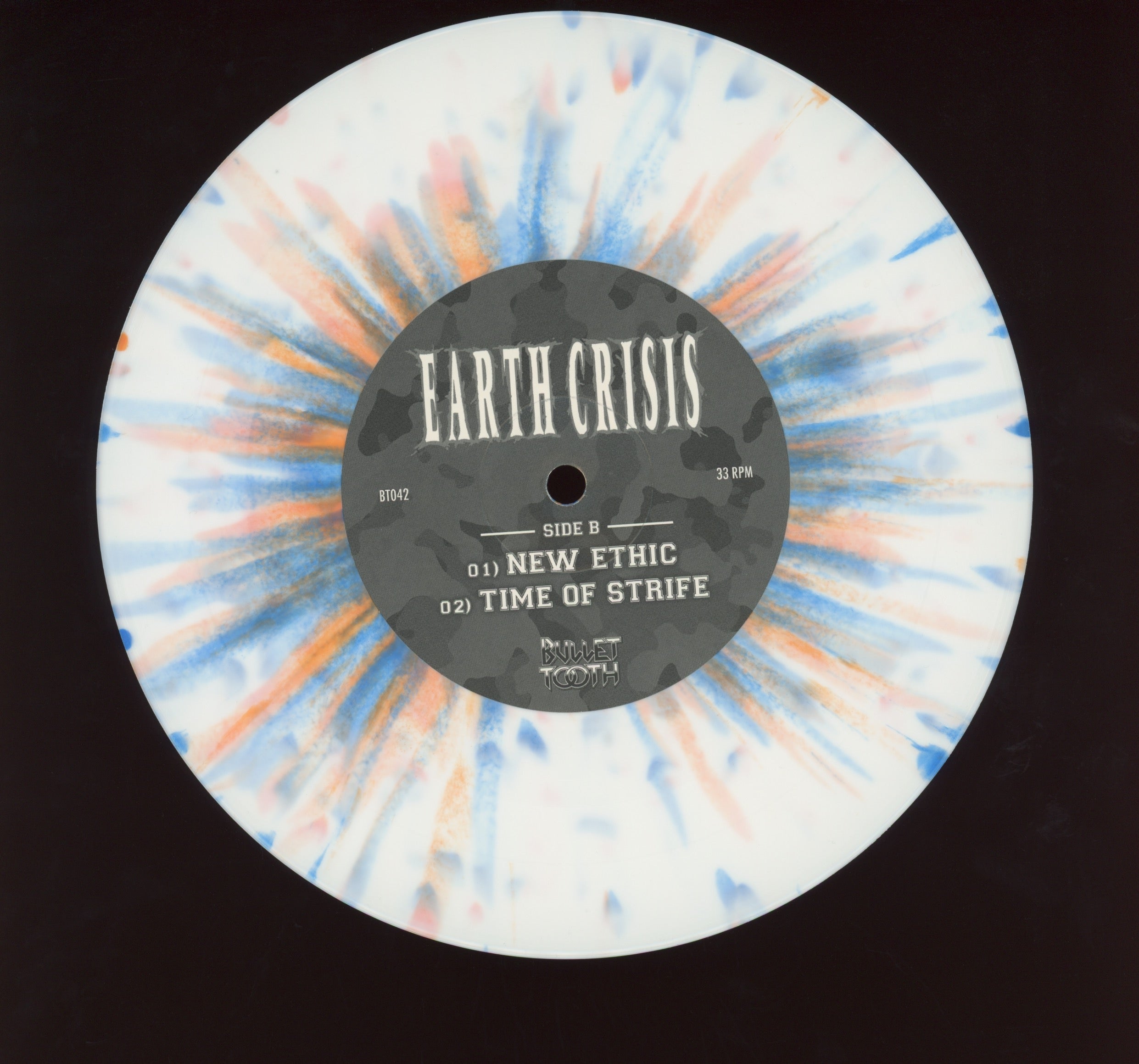 Earth Crisis - The Discipline on Bullet Tooth White Orange and Blue Splatter 7"