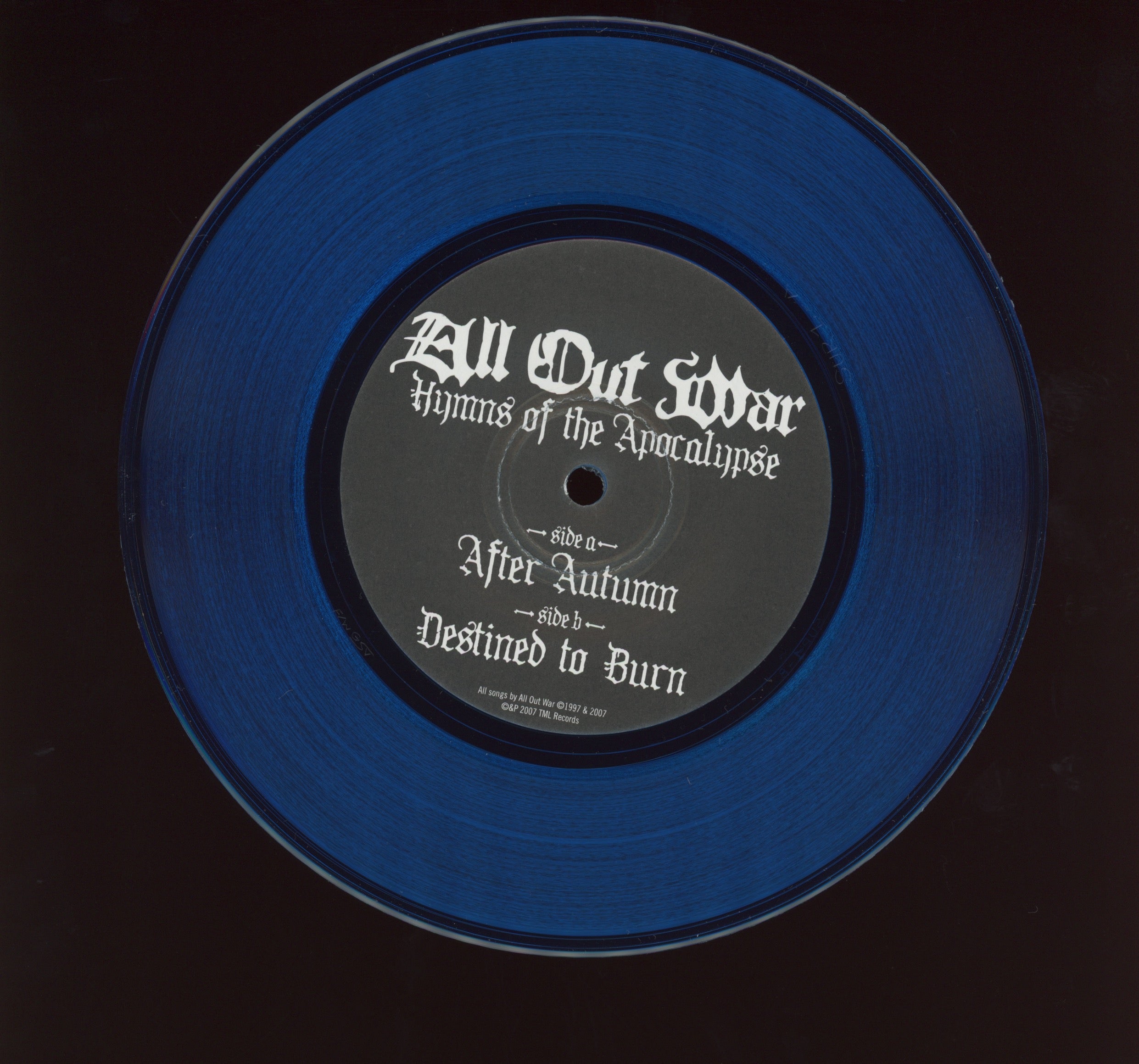 All Out War - Hymns Of The Apocalypse on Trip Machine Blue Vinyl 7"