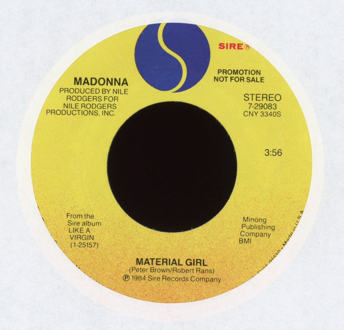Madonna - Material Girl on Sire Promo
