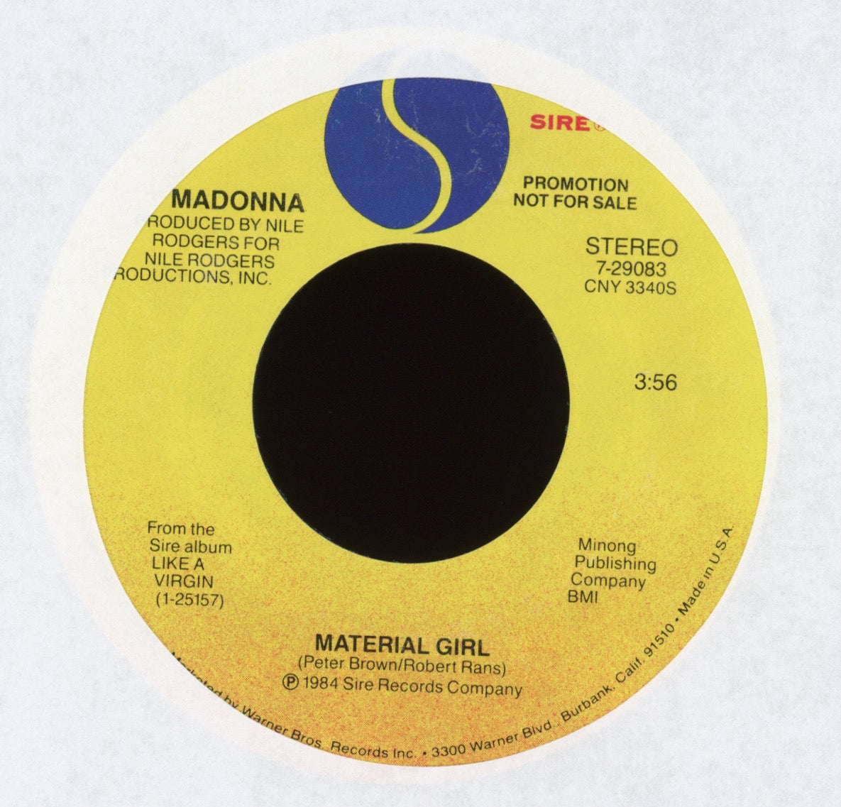 Madonna - Material Girl on Sire Promo