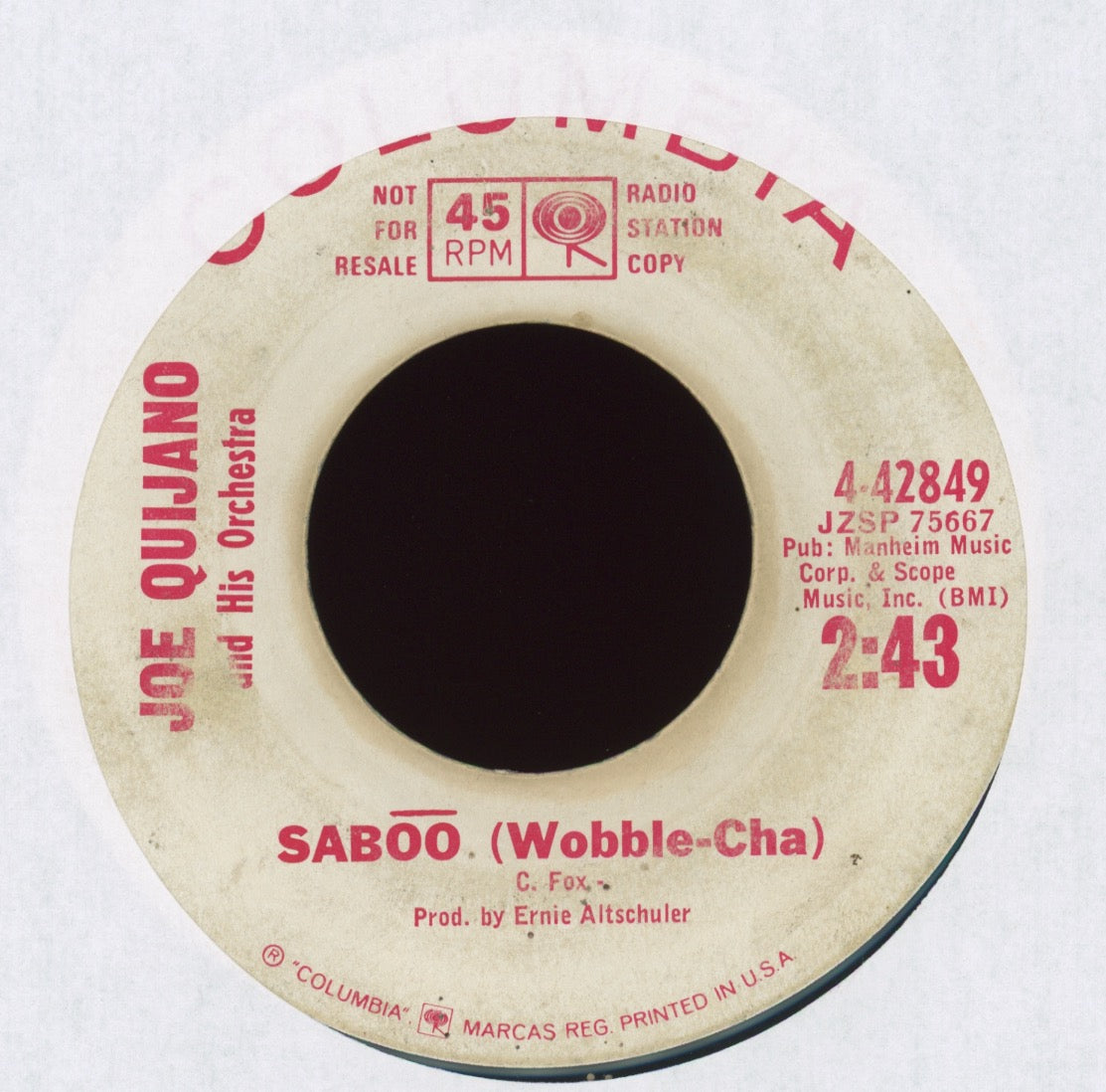 Joe Quijano Y Su Orquesta - Saboo (wobble-cha) on Columbia Promo