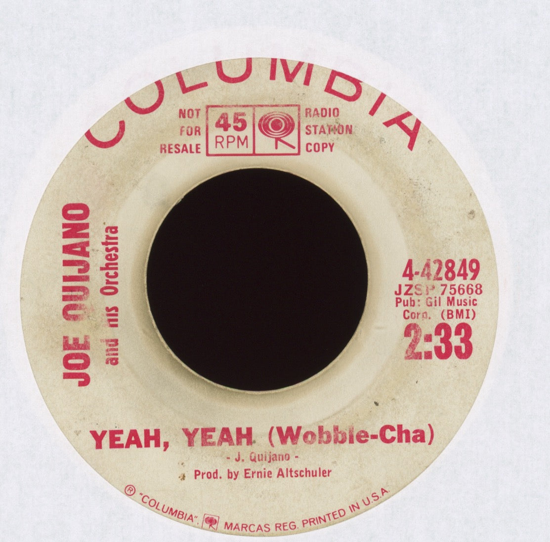 Joe Quijano Y Su Orquesta - Saboo (wobble-cha) on Columbia Promo