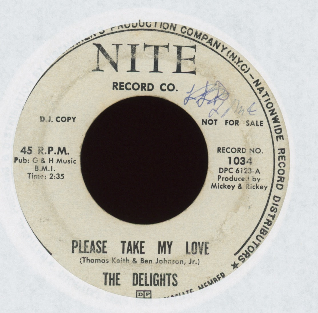 The Delights - Please Take My Love on Note Promo