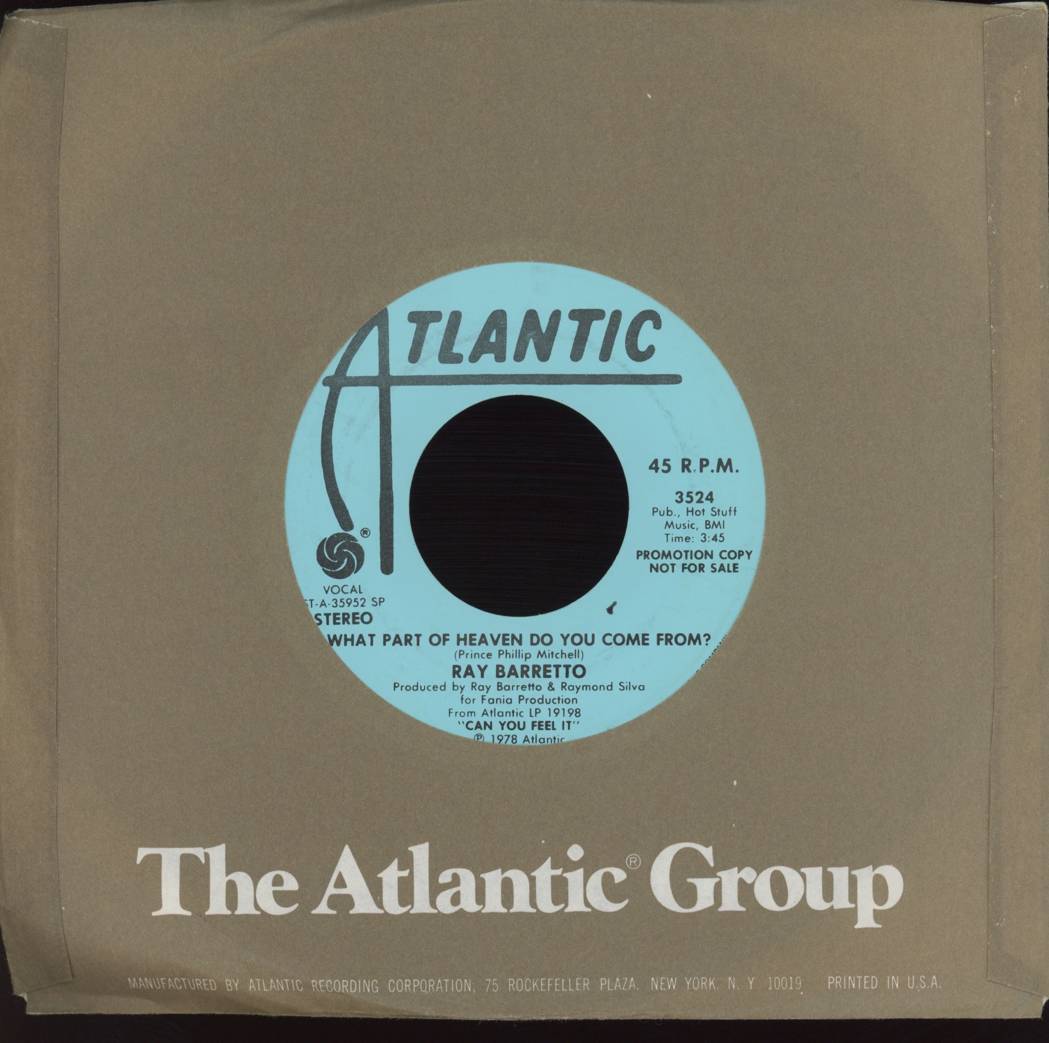 Ray Barretto - What Part Of Heaven Do You Come From? on Atlantic Promo