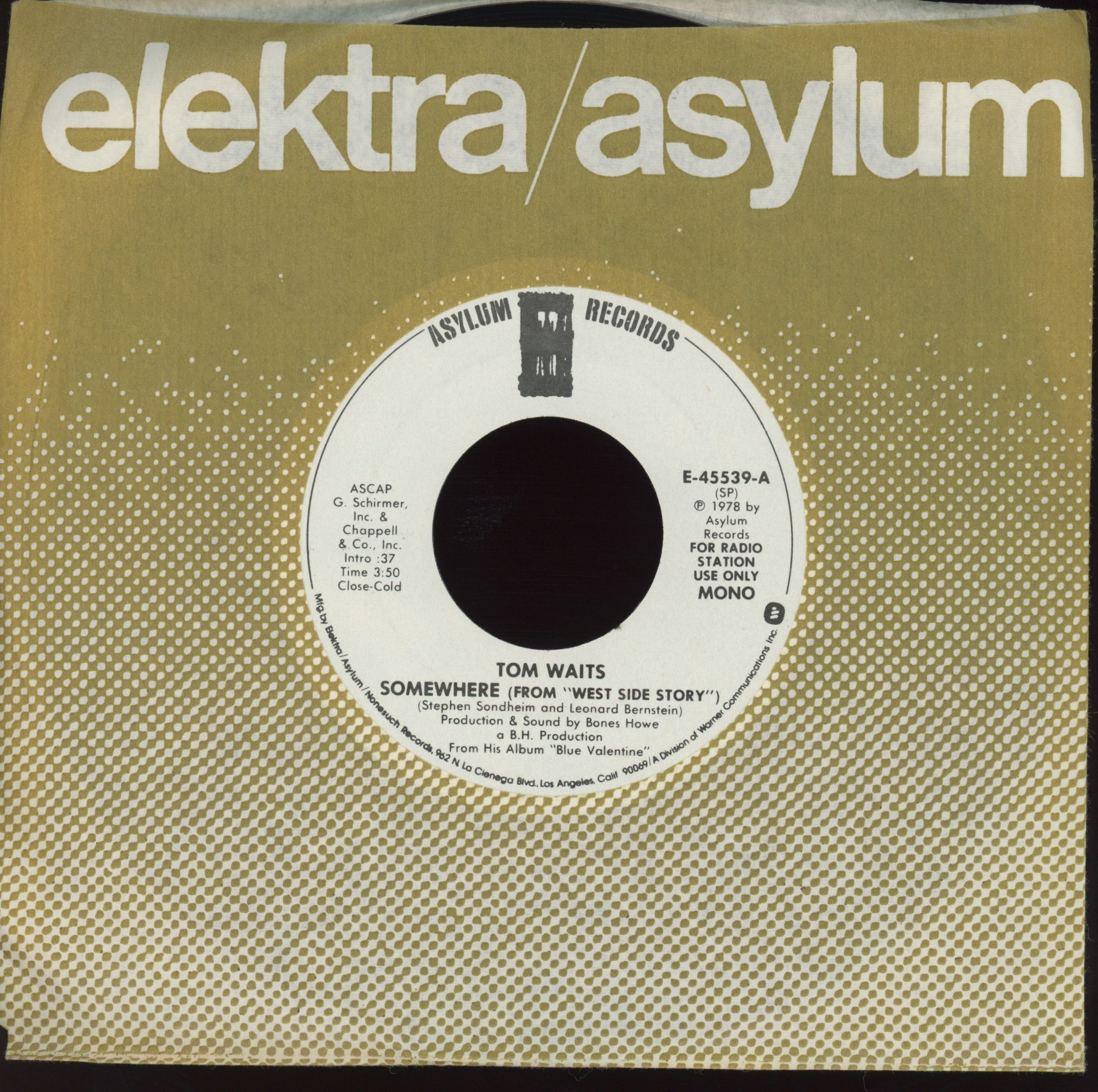 Tom Waits - Somewhere (From "West Side Story") on Elektra Promo