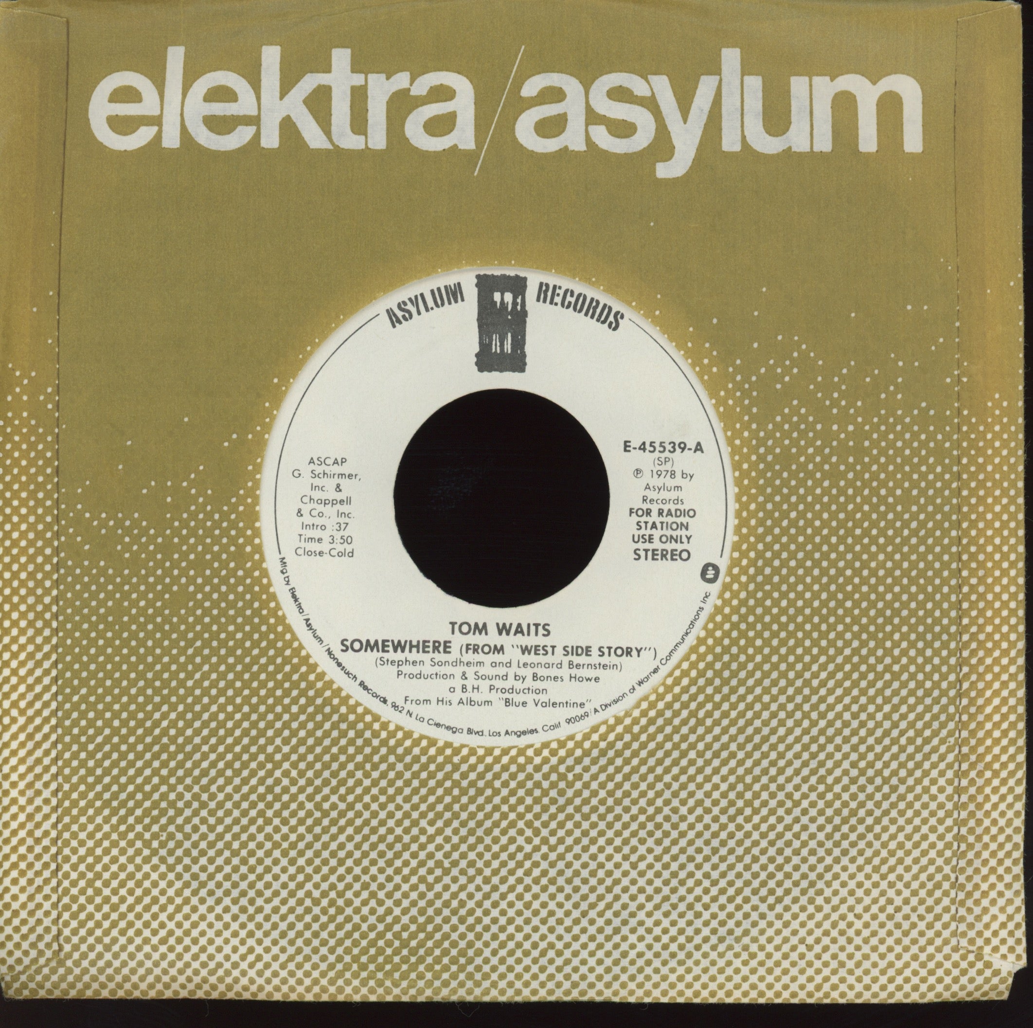 Tom Waits - Somewhere (From "West Side Story") on Elektra Promo