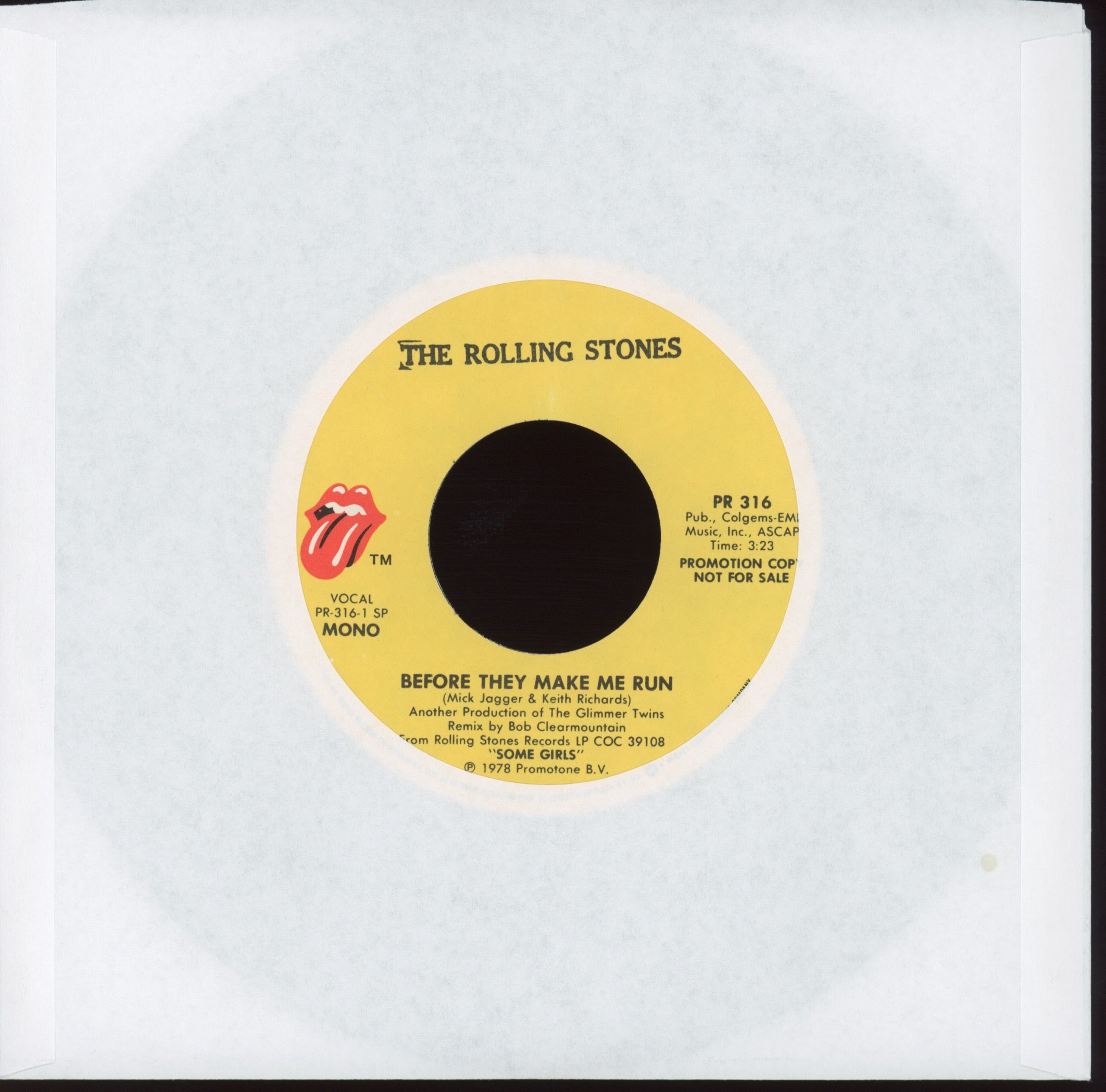 The Rolling Stones - Before They Make Me Run on Rolling Stones Records Promo With Picture Sleeve