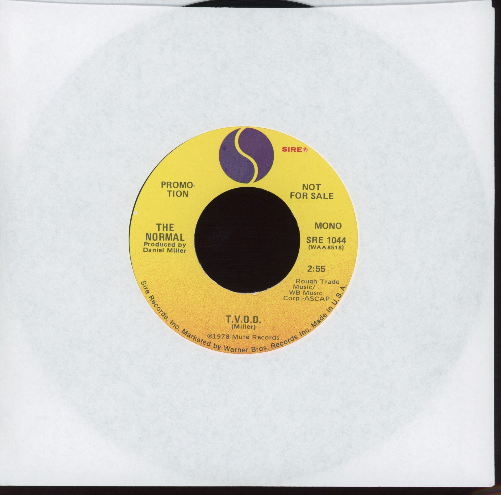 The Normal - T.V.O.D. on Sire Promo With Picture Sleeve