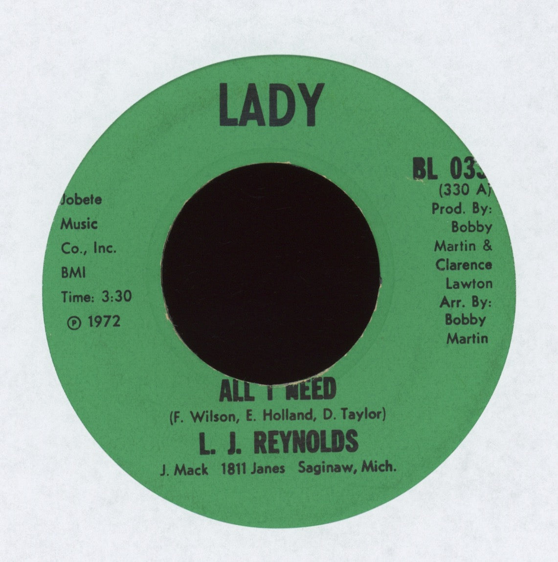 LJ Reynolds - All I Need on Lady