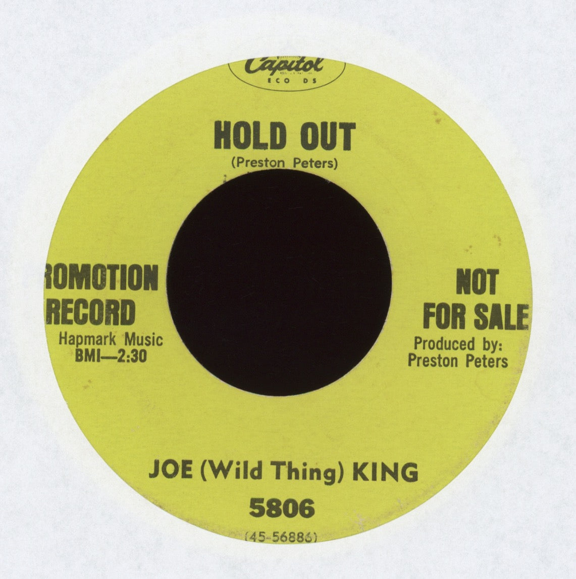 Joe (Wild Thing) King - Hold Out on Capitol Promo