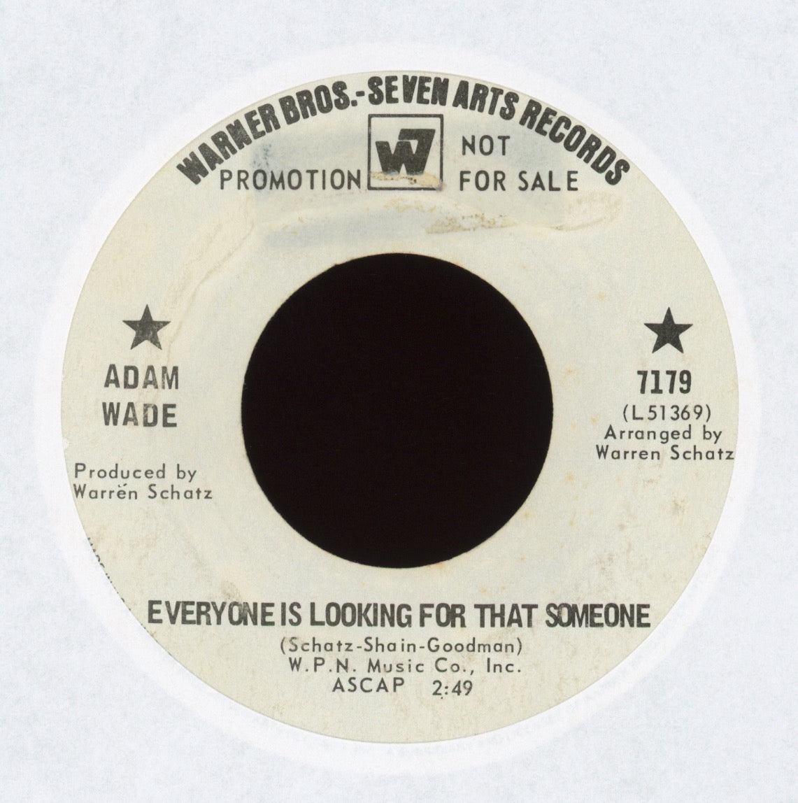 Adam Wade - Everyone Is Looking For That Someone on Warner Seven Arts Promo