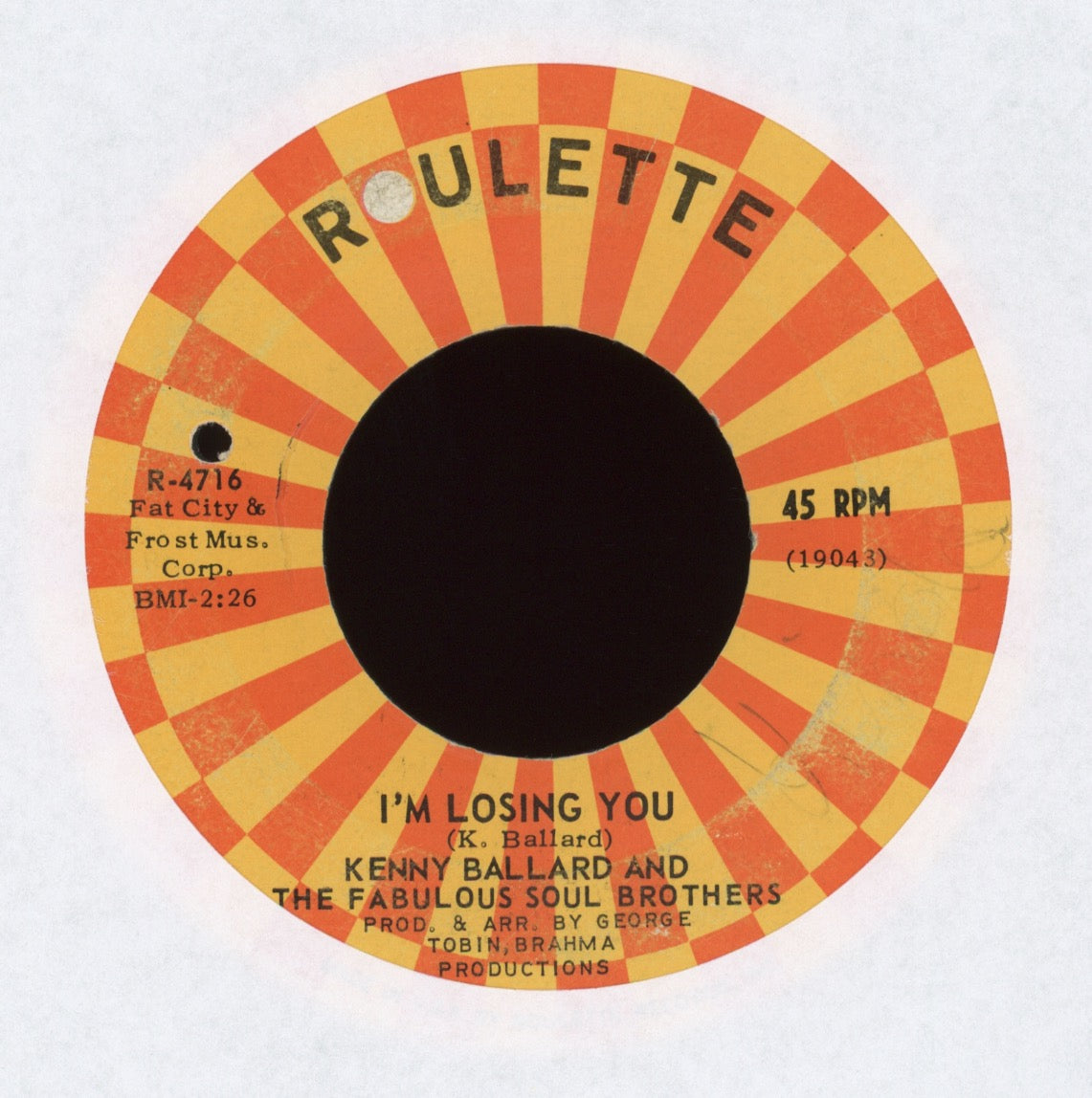 Kenny Ballard & The Fabulous Soul Brothers - I'm Losing You on Roulette