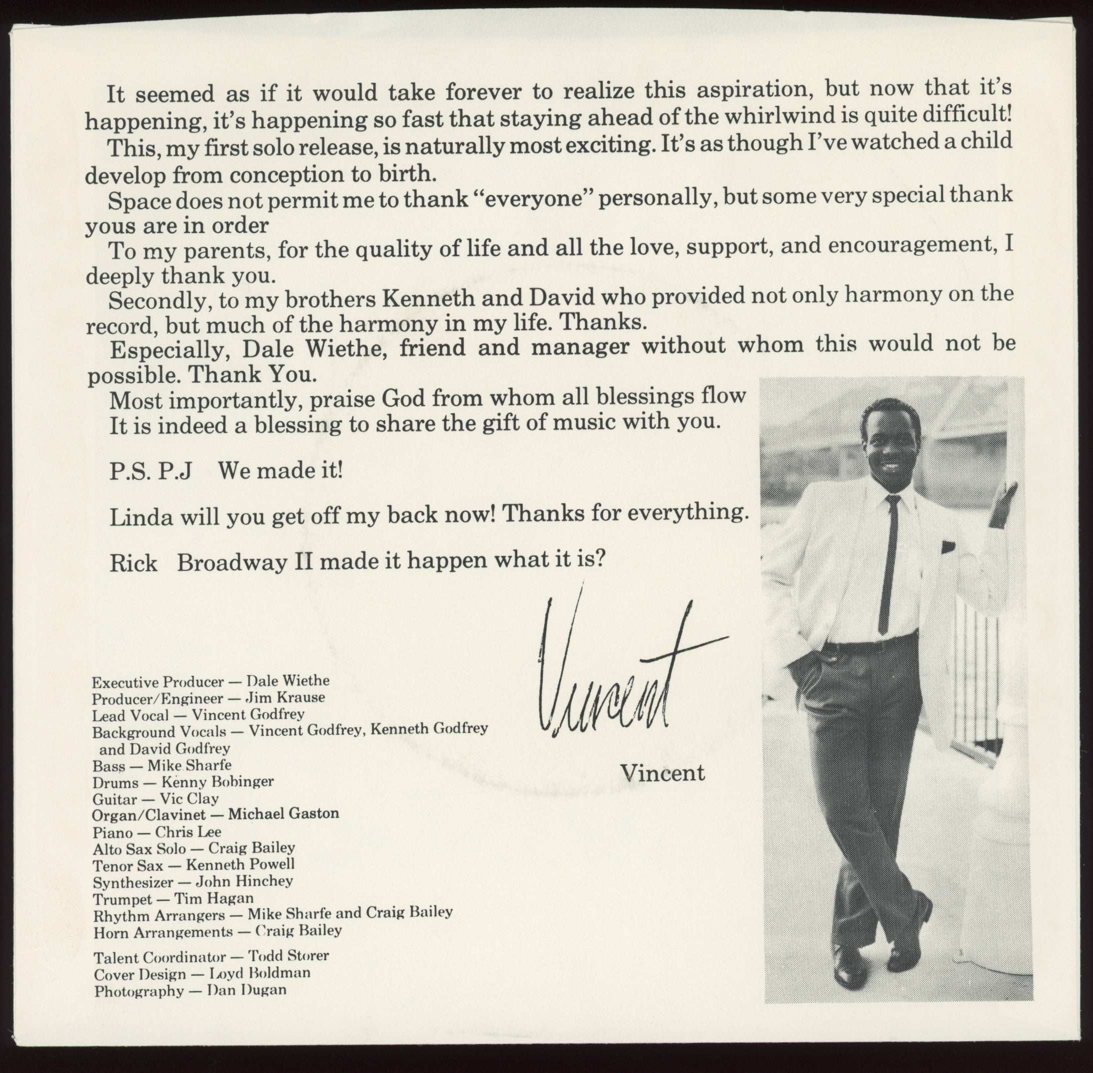 Vincent Godfrey - I'm The One You Need on Vin-Dale 45 With Picture Sleeve