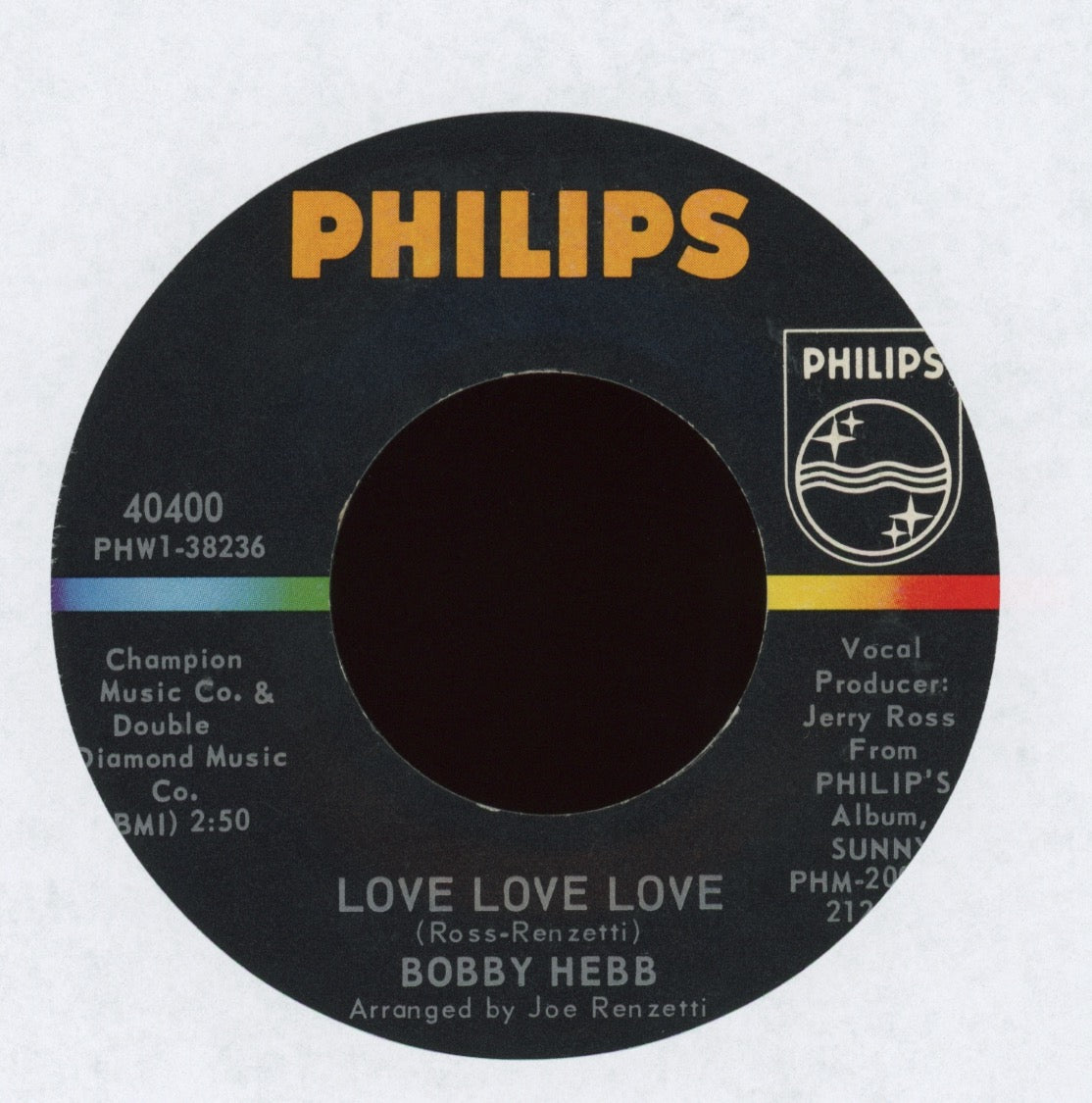 Bobby Hebb - Love, Love, Love on Philips 45 With Picture Sleeve