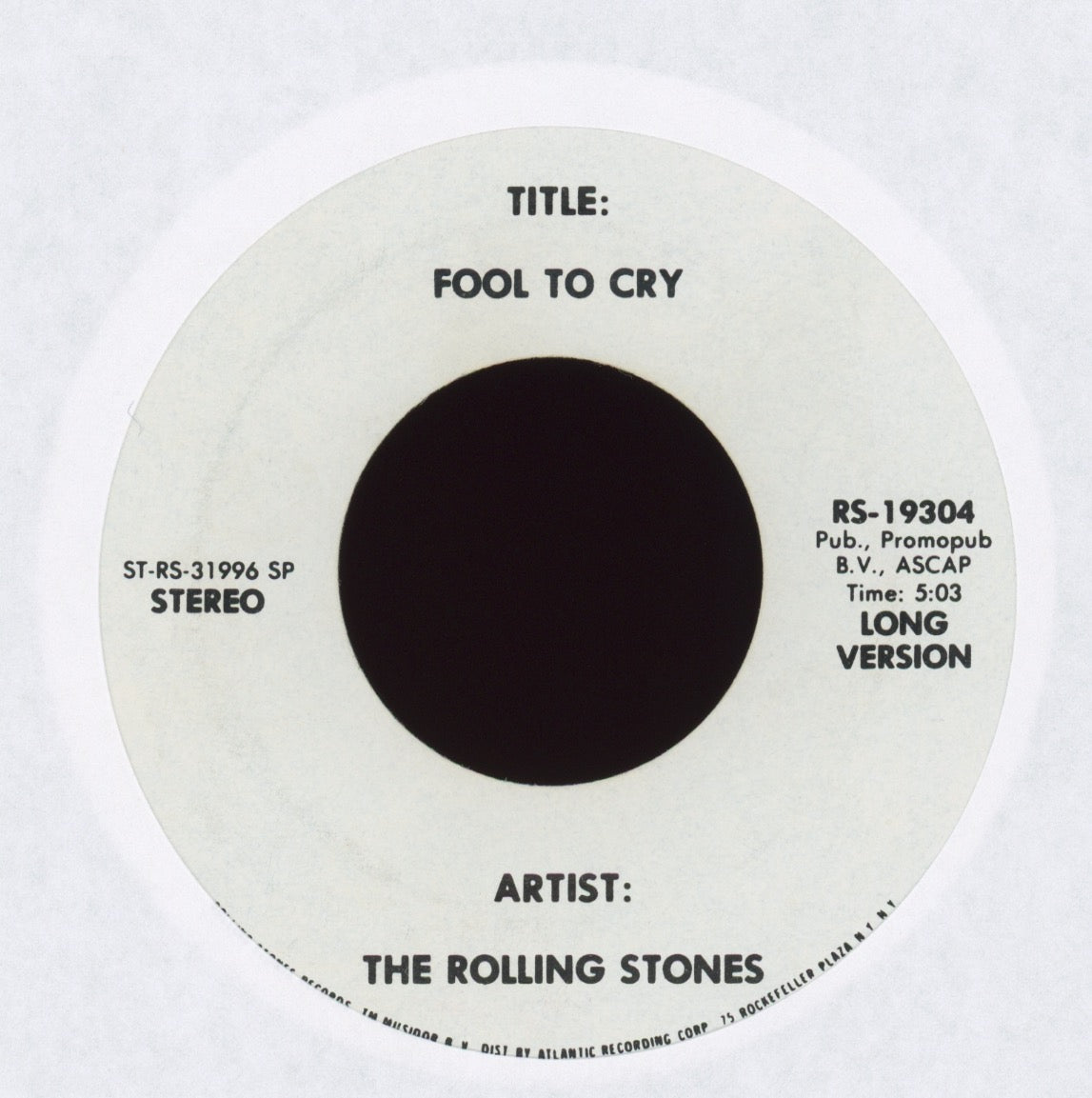 The Rolling Stones - Fool To Cry on Rolling Stones Records Promo