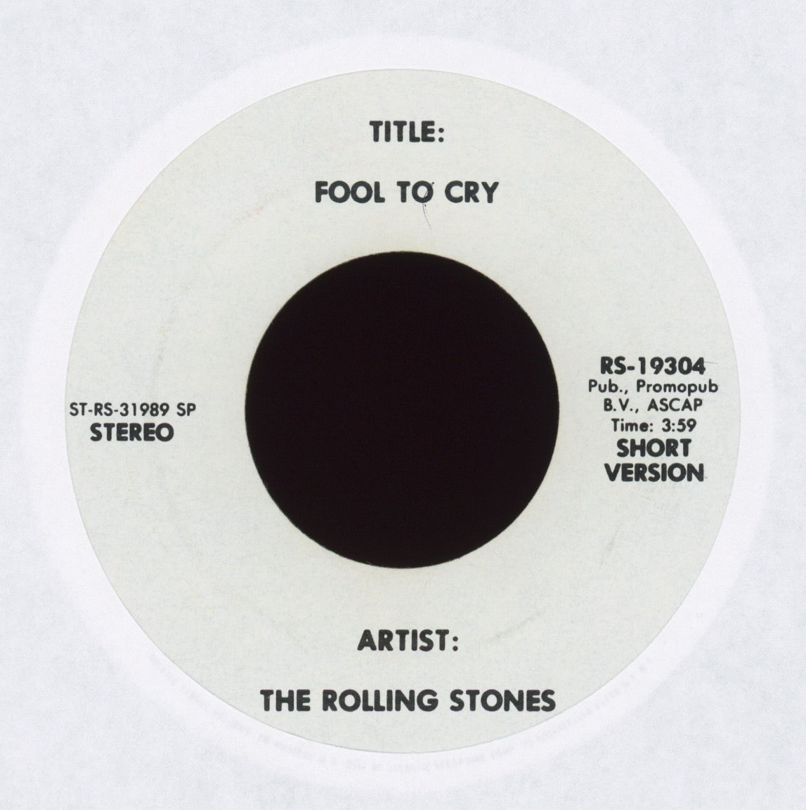 The Rolling Stones - Fool To Cry on Rolling Stones Records Promo