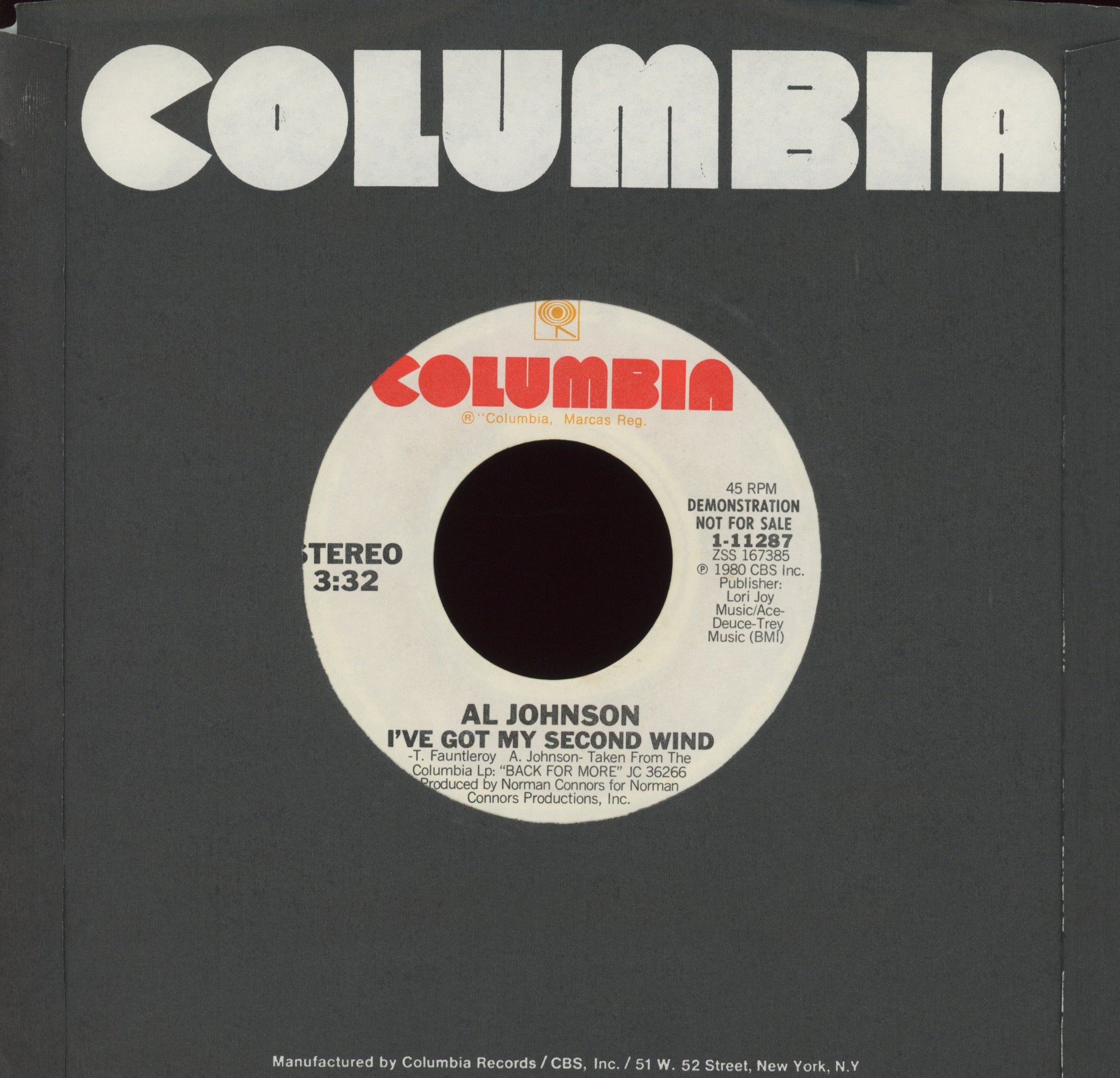 Al Johnson - I've Got My Second Wind on Columbia Promo