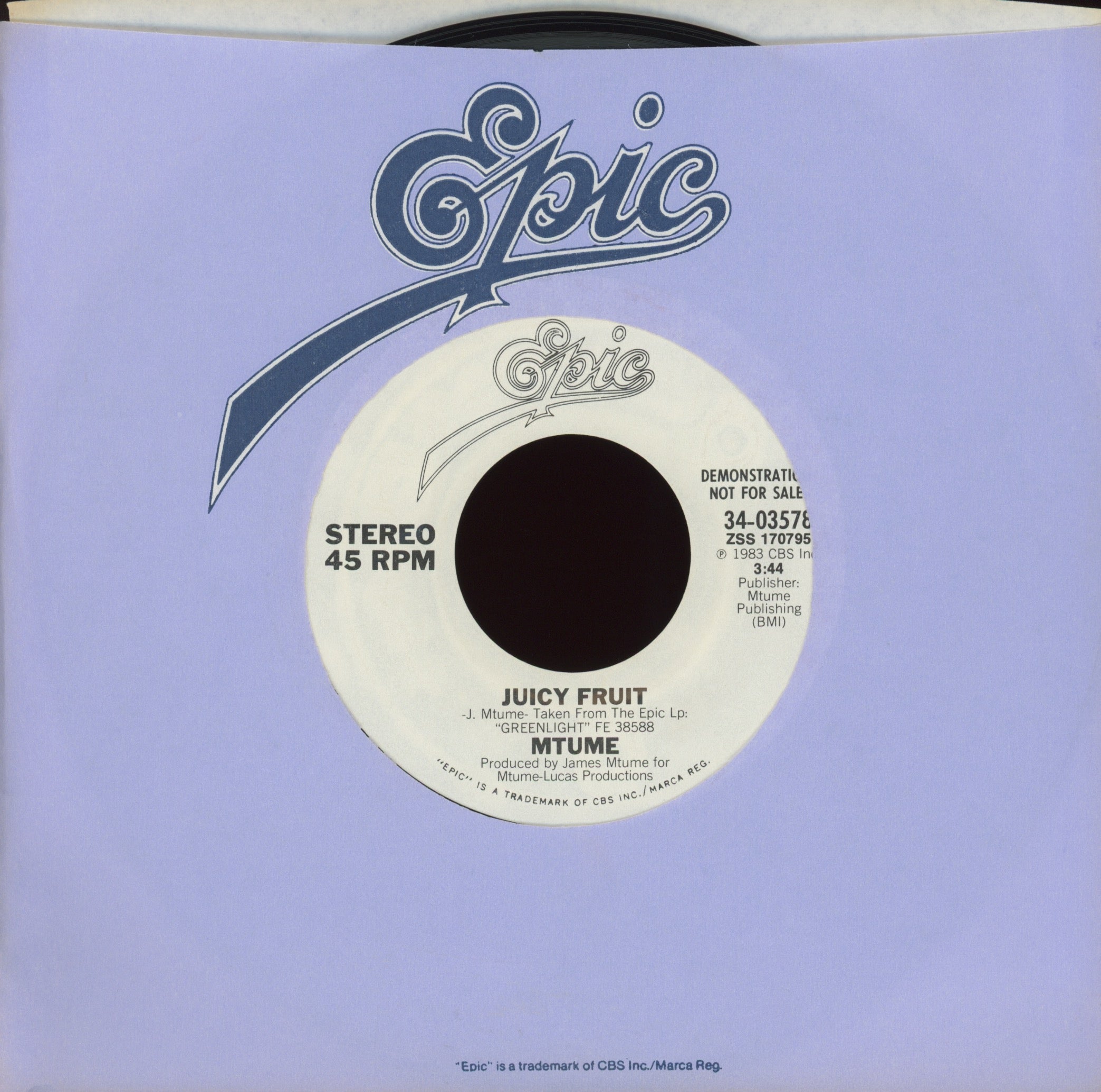 Mtume - Juicy Fruit on Epic Promo