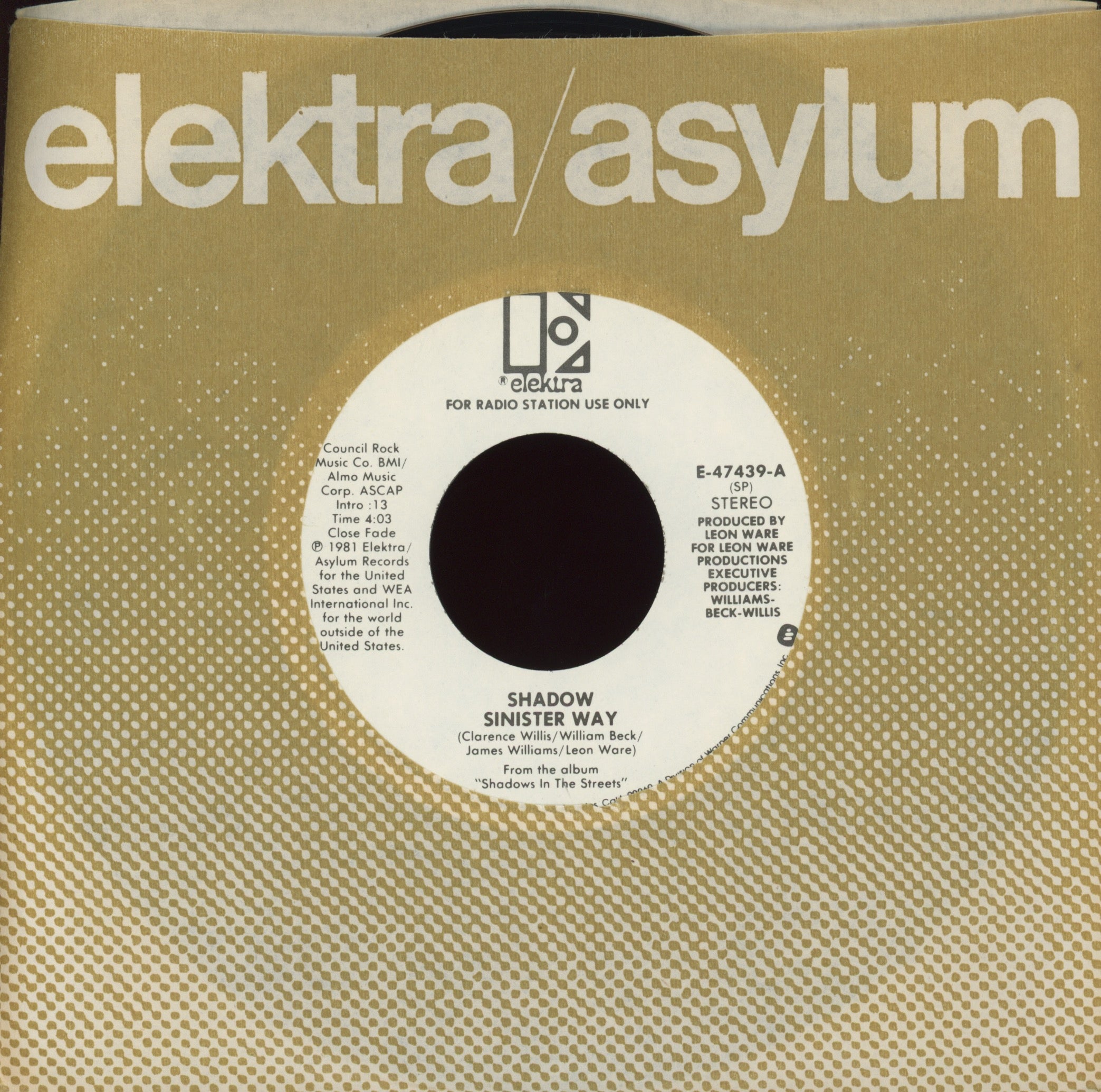 Shadow - Sinister Way on Elektra Promo