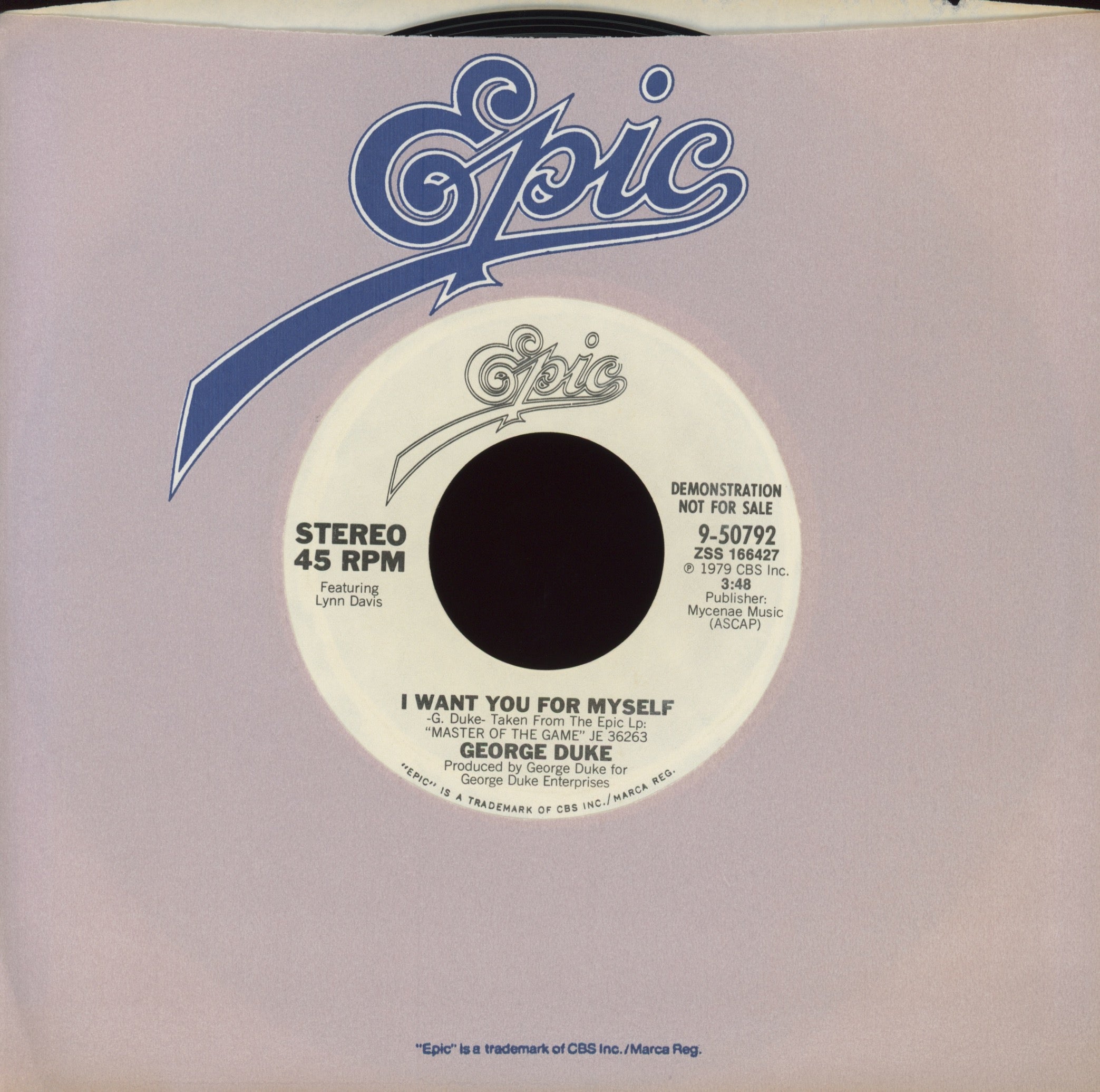 George Duke - I Want You For Myself on Epic Promo