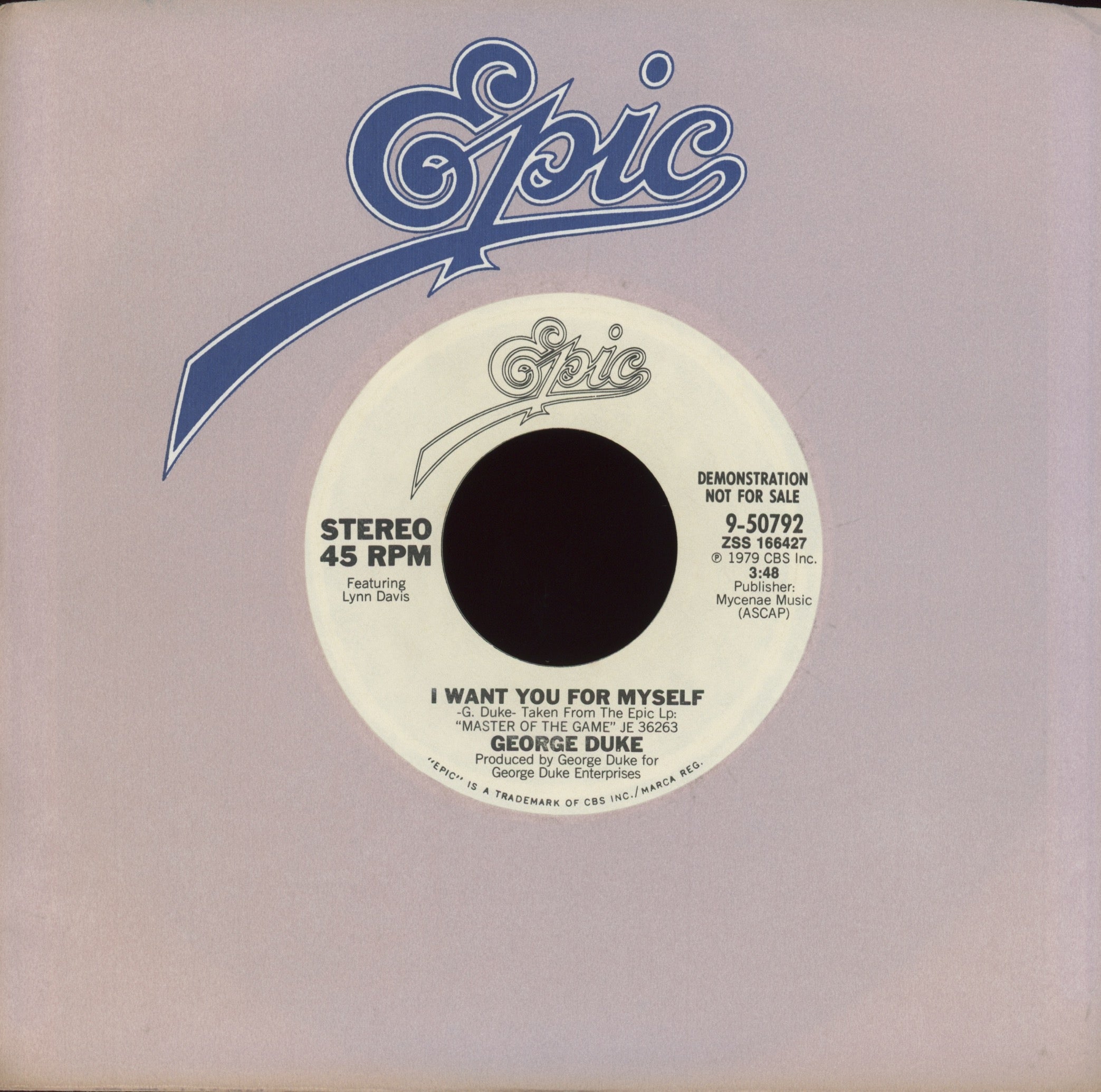 George Duke - I Want You For Myself on Epic Promo
