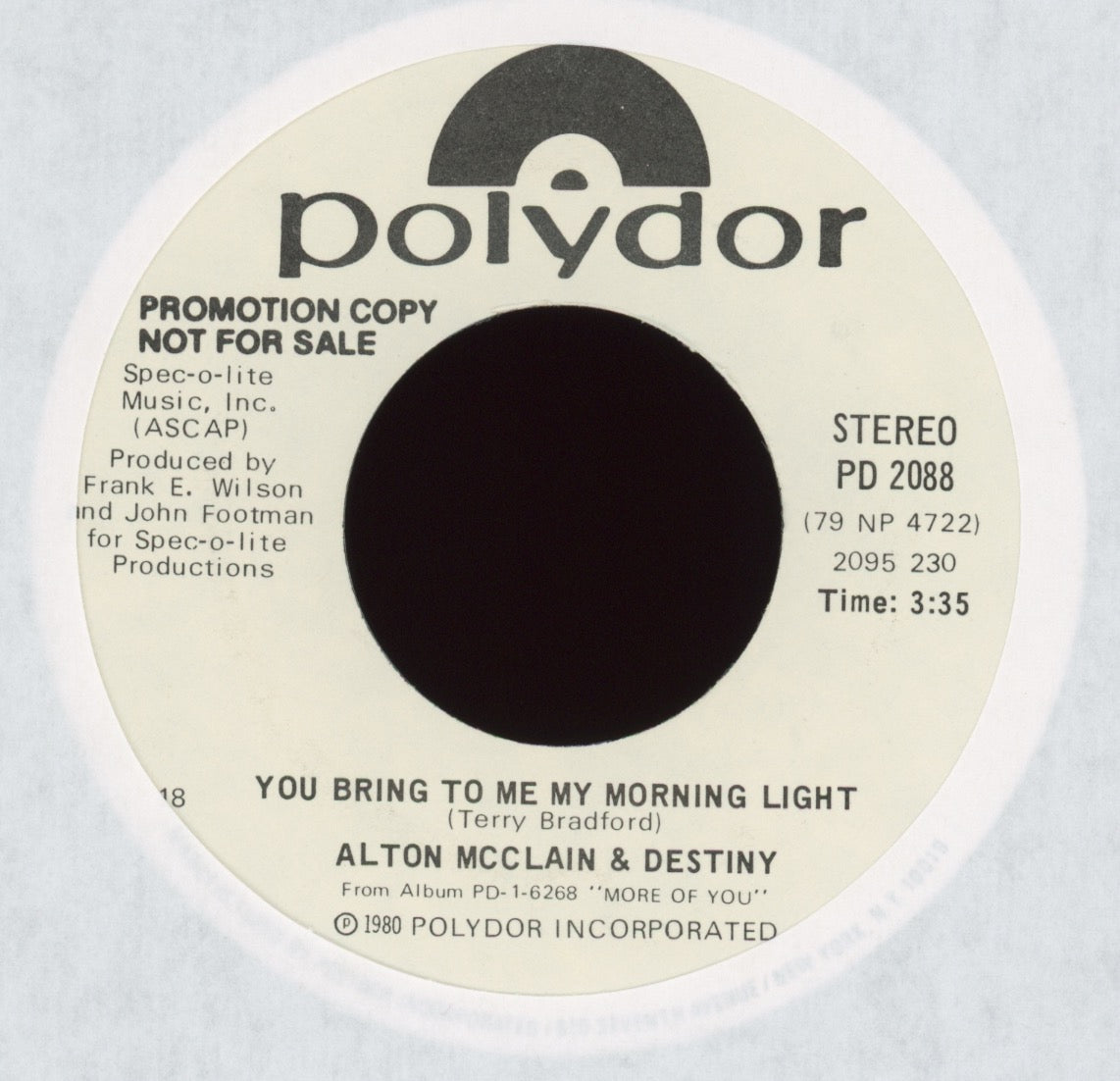Alton Mcclain & Destiny - You Bring To Me My Morning Light on Polydor Promo