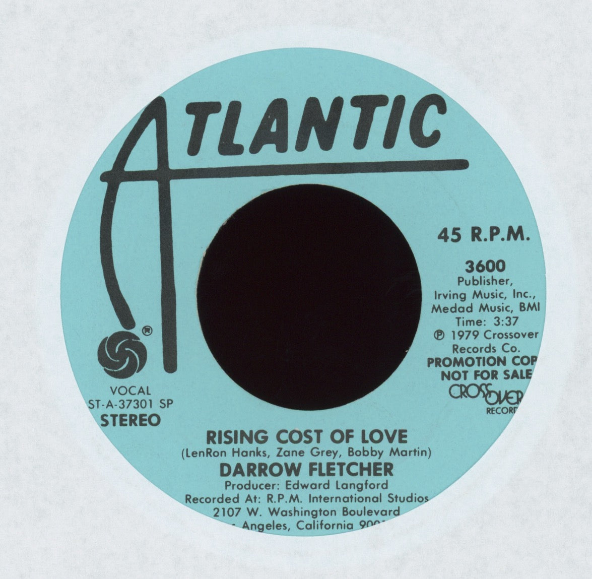 Darrow Fletcher - Rising Cost Of Love on Atlantic Promo