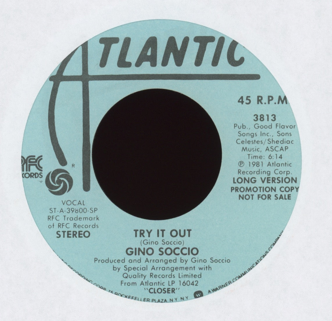 Gino Soccio - Try It Out on Atlantic Promo