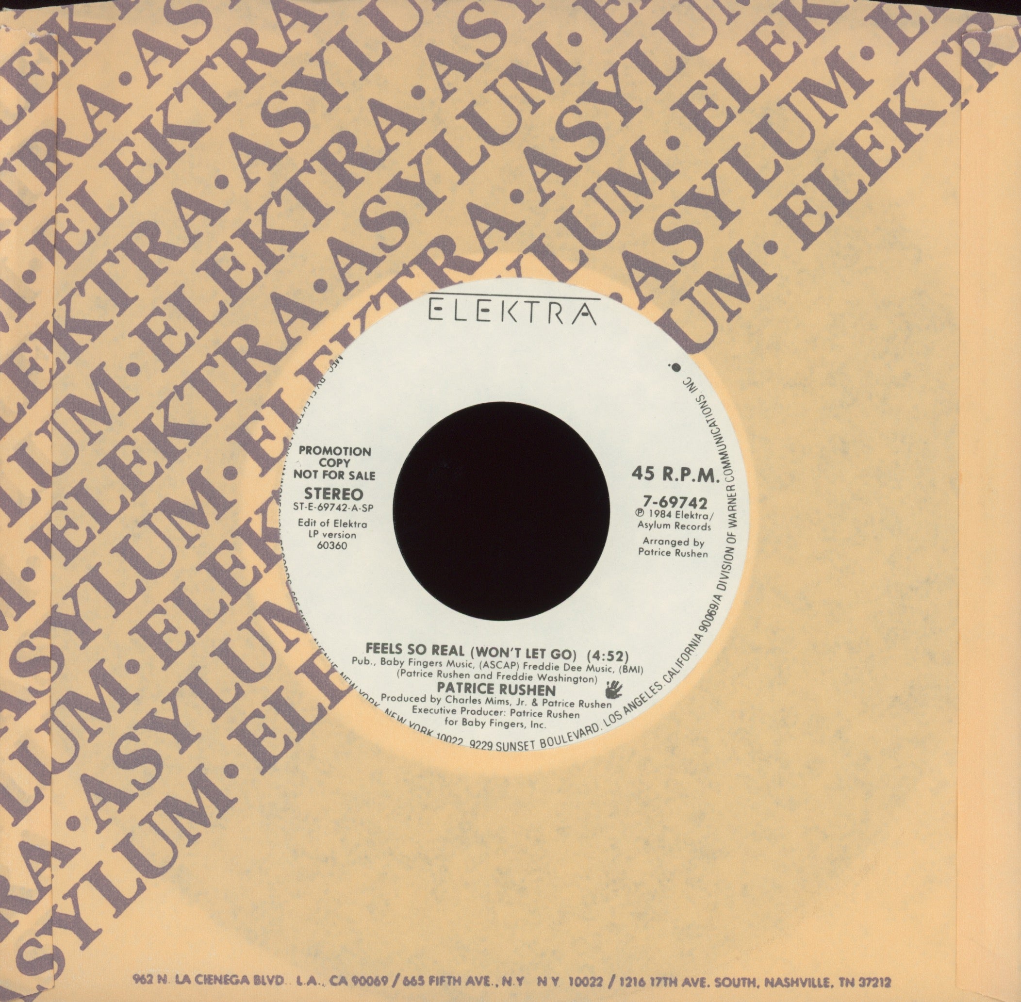 Patrice Rushen - Feels So Real (Won't Let Go) on Elektra Promo