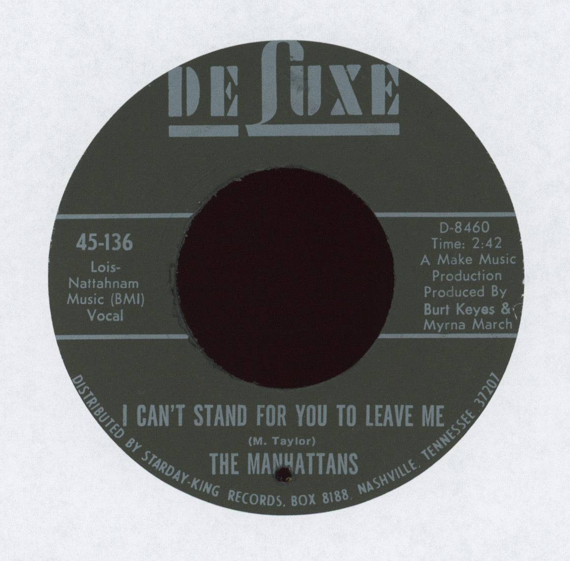 Manhattans - I Can't Stand For You To Leave Me on DeLuxe