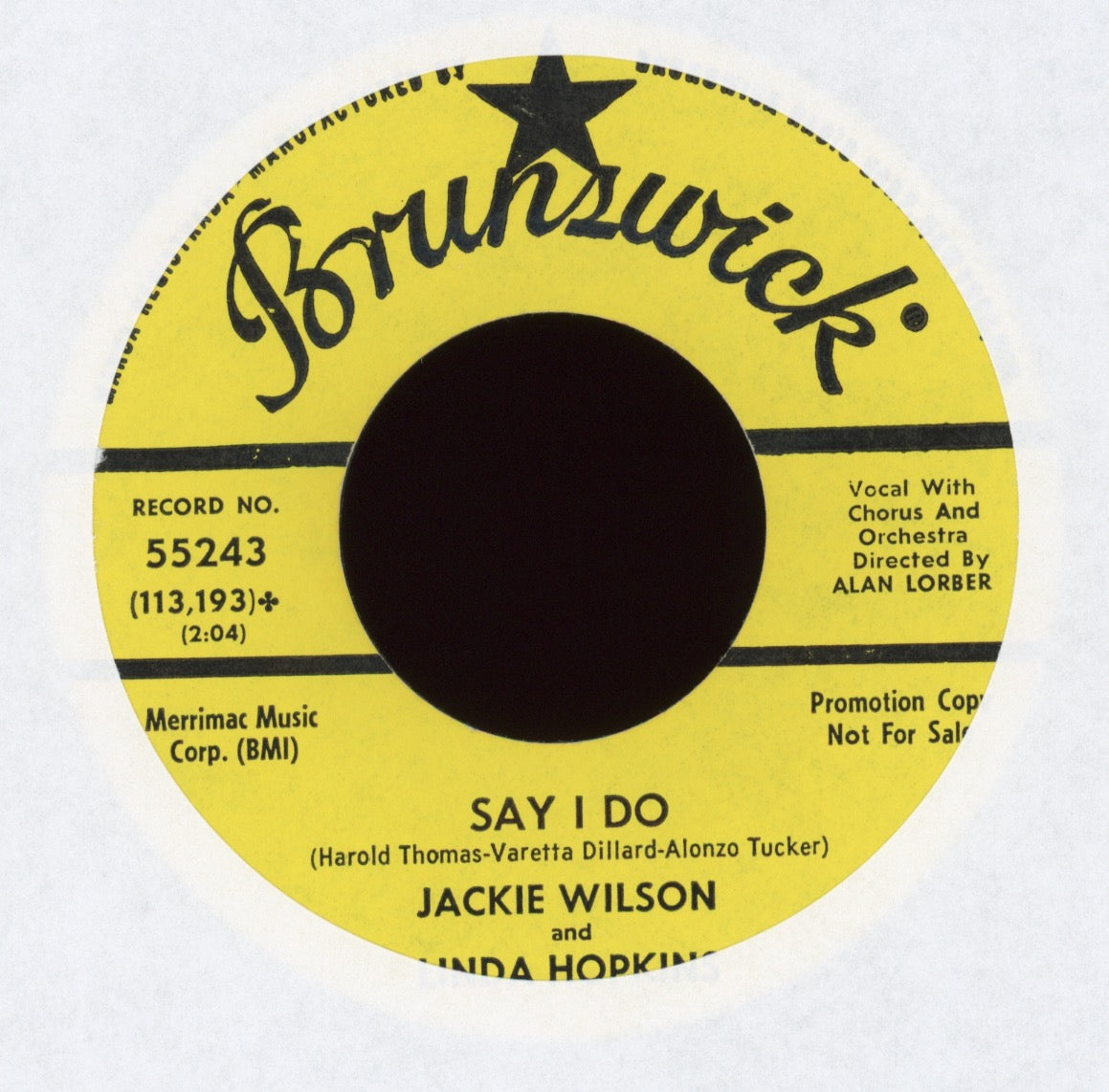 Jackie Wilson and Linda Hopkins - Say I Do on Brunswick Promo